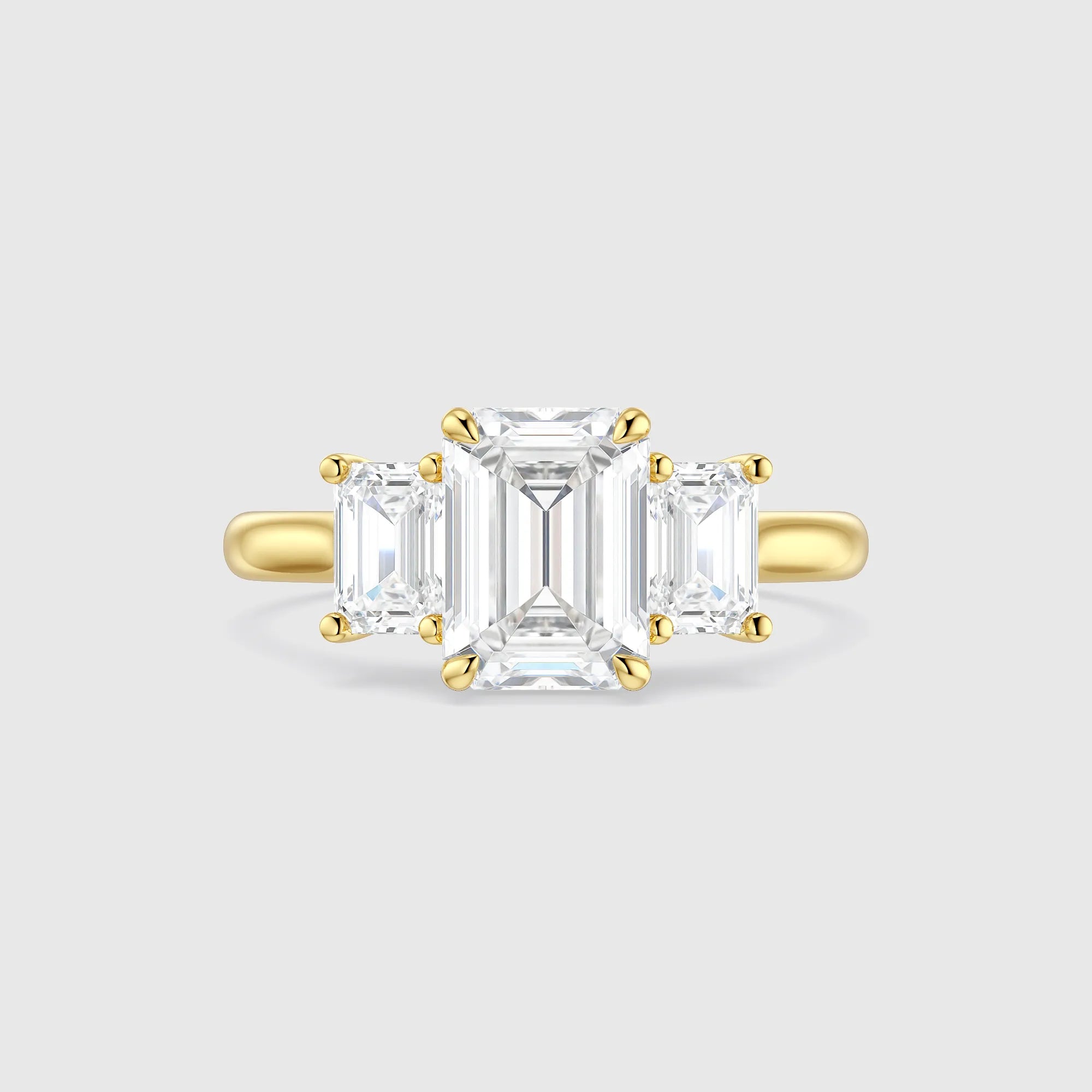 Emerald-Cut Three-Stone Lab Diamond Engagement Ring