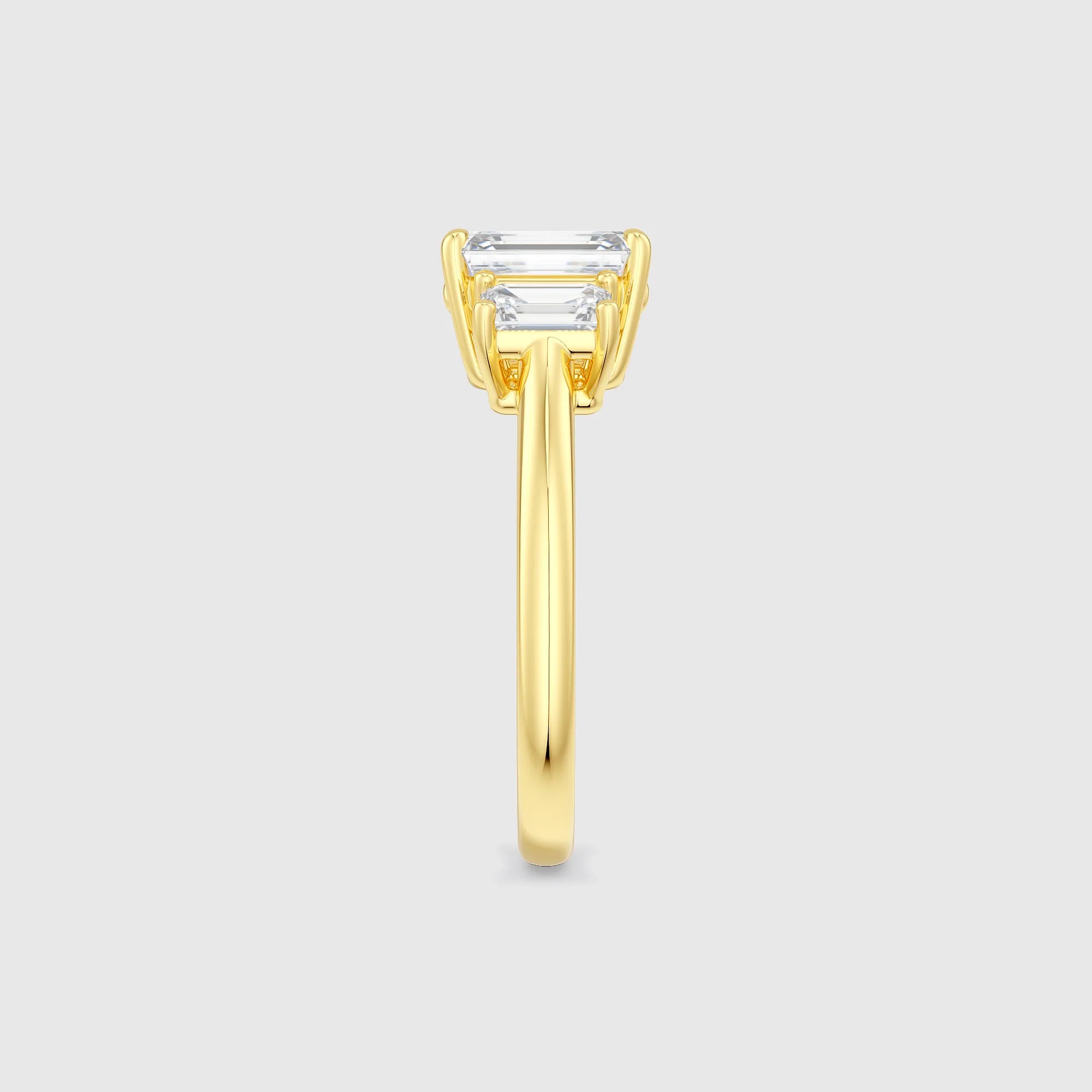 Emerald-Cut Three-Stone Lab Diamond Engagement Ring