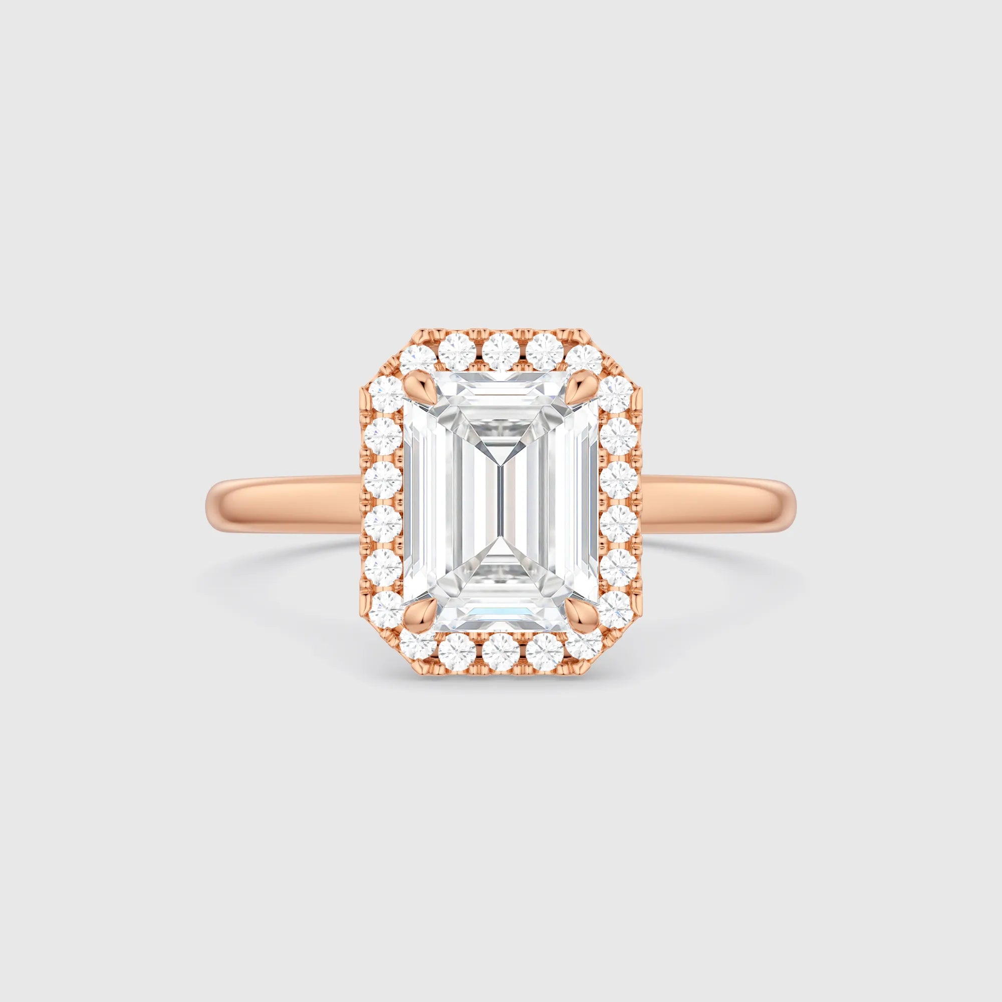 Emerald-Cut Halo Lab Diamond Engagement Ring