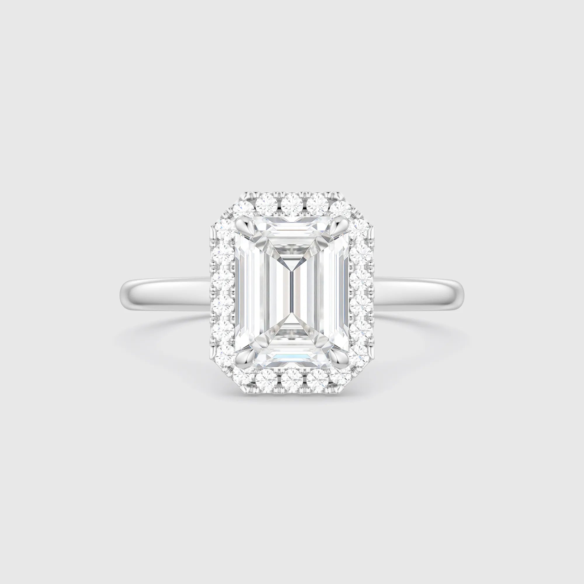 Emerald-Cut Halo Lab Diamond Engagement Ring