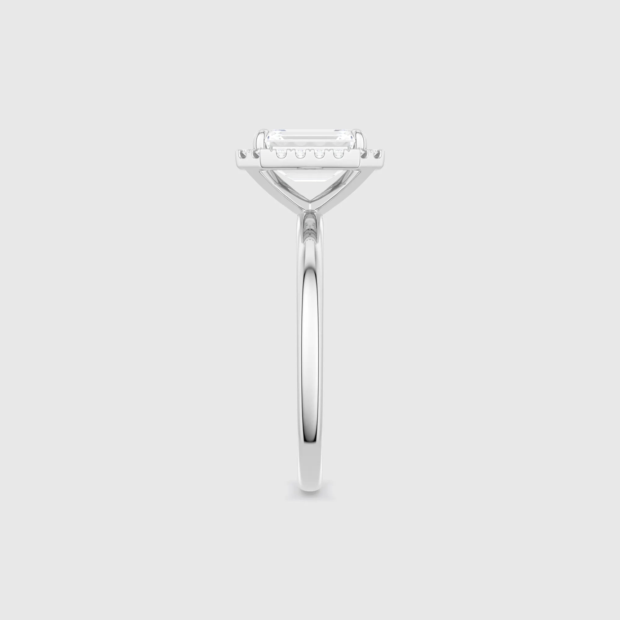Emerald-Cut Halo Lab Diamond Engagement Ring