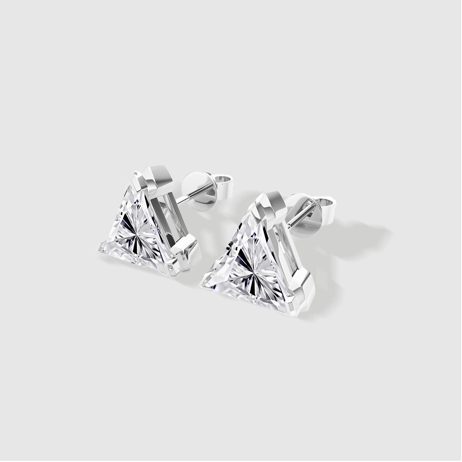 Elegant Trillion-Cut Diamond Stud Earrings