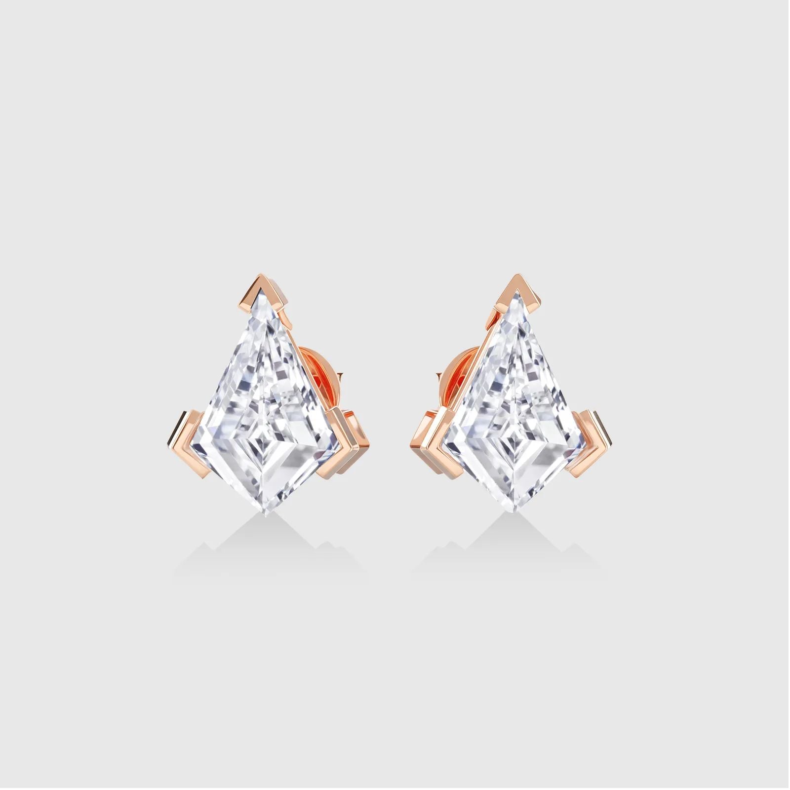 Rose gold kite diamond earrings, luxury sustainable jewelry