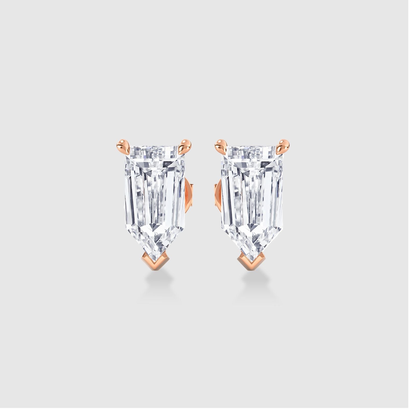 Rose Gold Bullet Cut Diamond Earrings, eco-friendly fine jewelry
