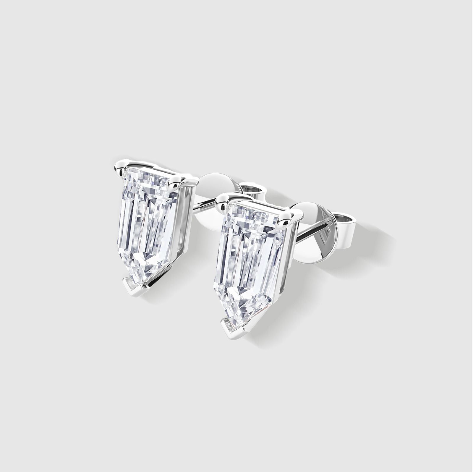 White Gold Bullet Cut Diamond Earrings, elegant gift