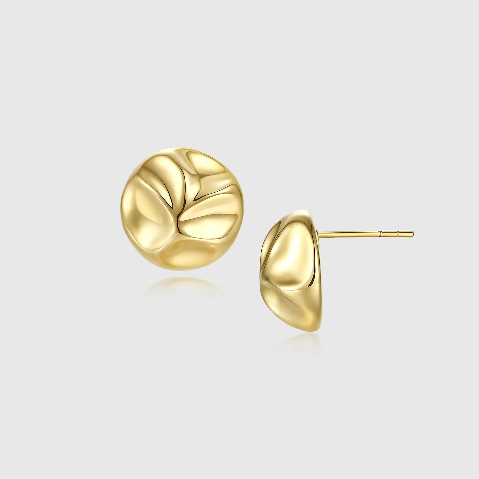 Hollow Gold Moon Texture Stud Earrings