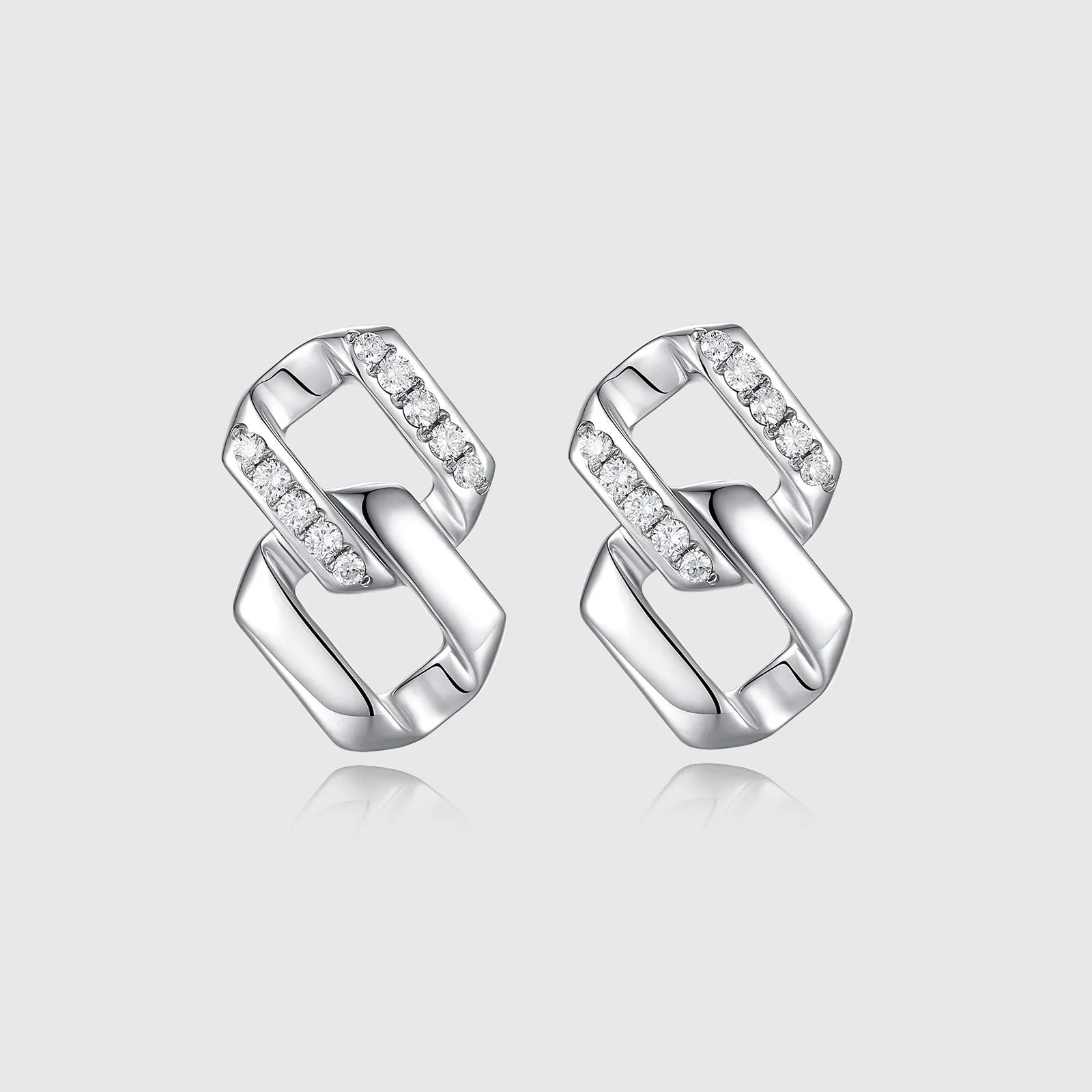 Hollow Gold Cuban Stud Earrings with Pave Diamonds