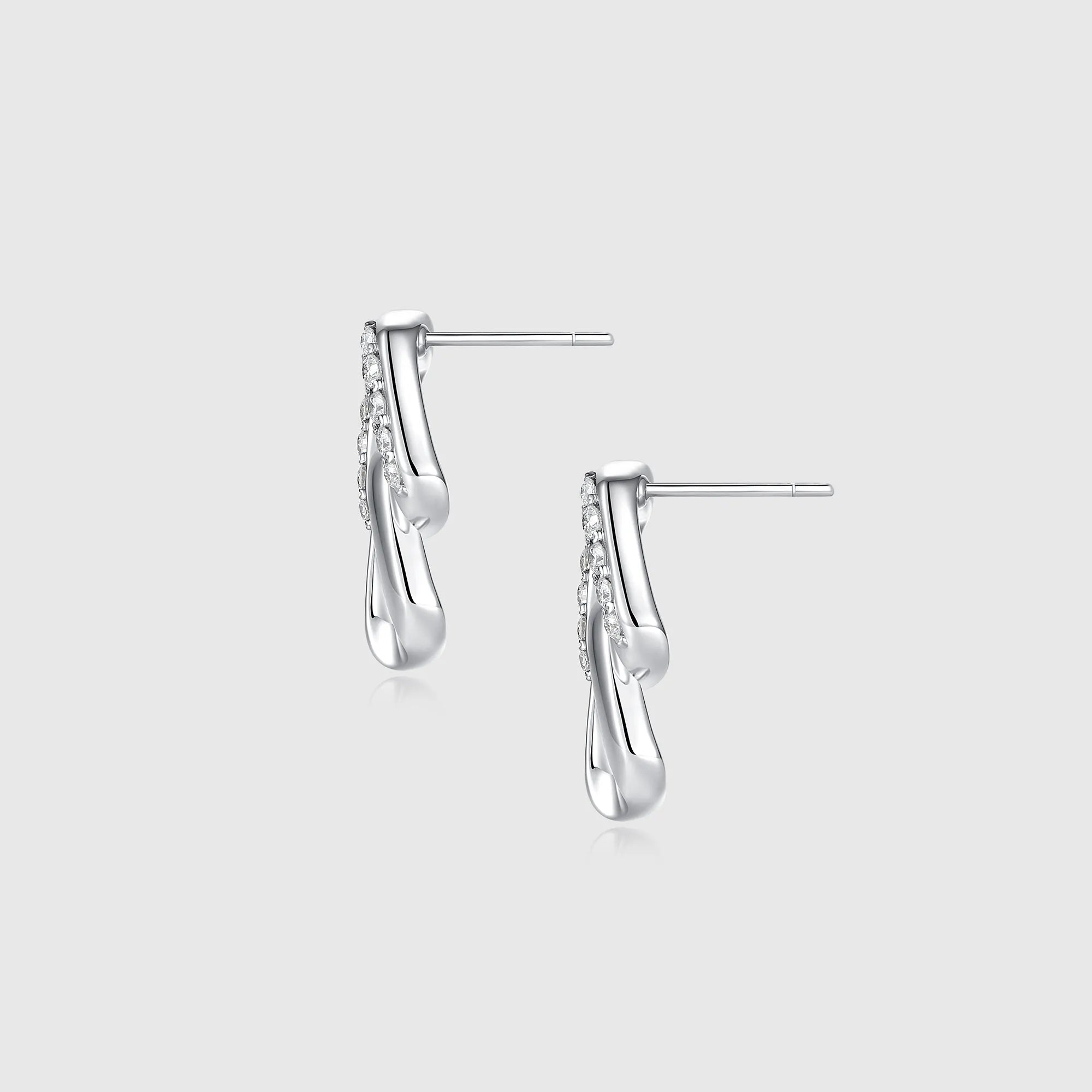 Hollow Gold Cuban Stud Earrings with Pave Diamonds
