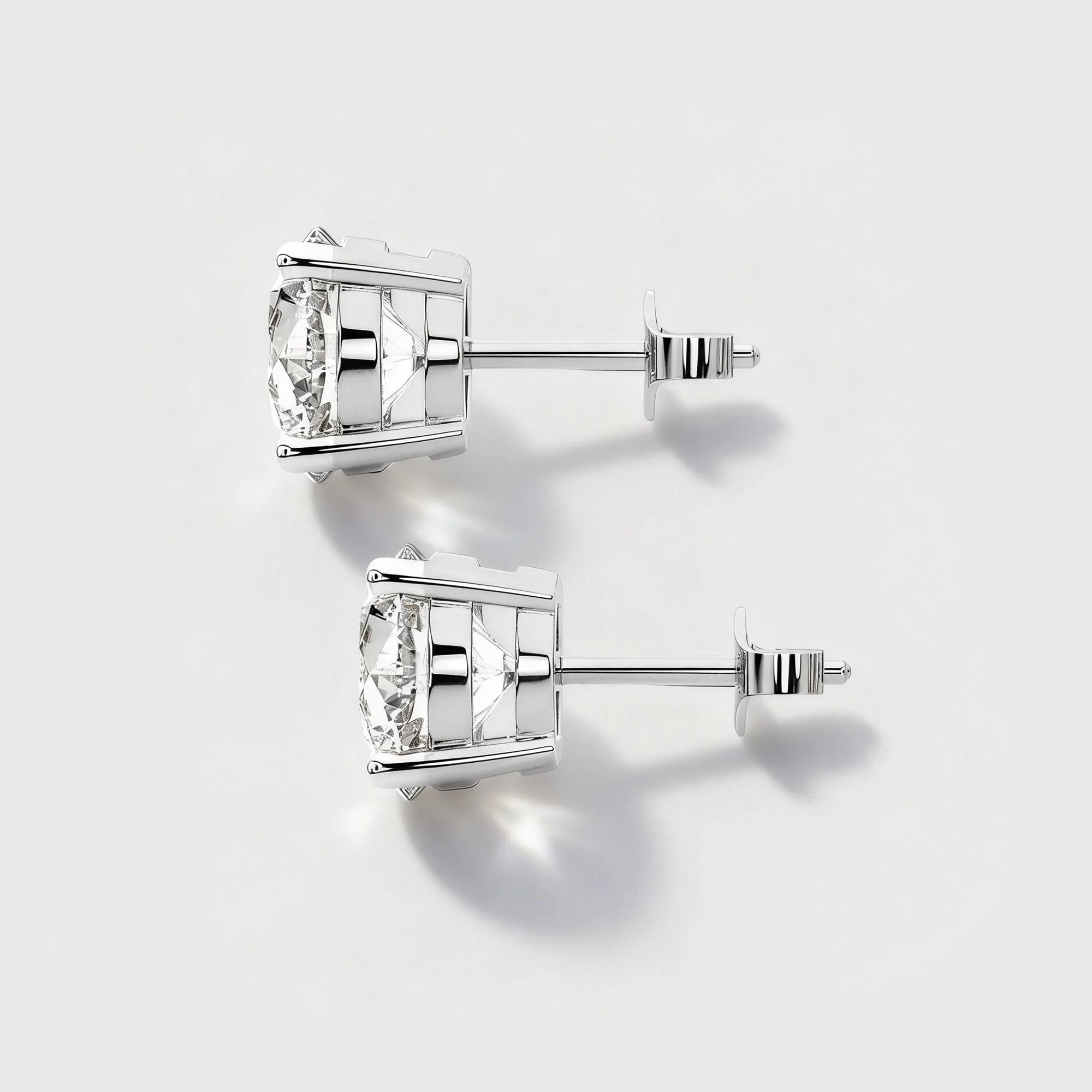 Round Cut Classic Solitaire Stud Earrings, Lab Diamnd 10K-18K Gold