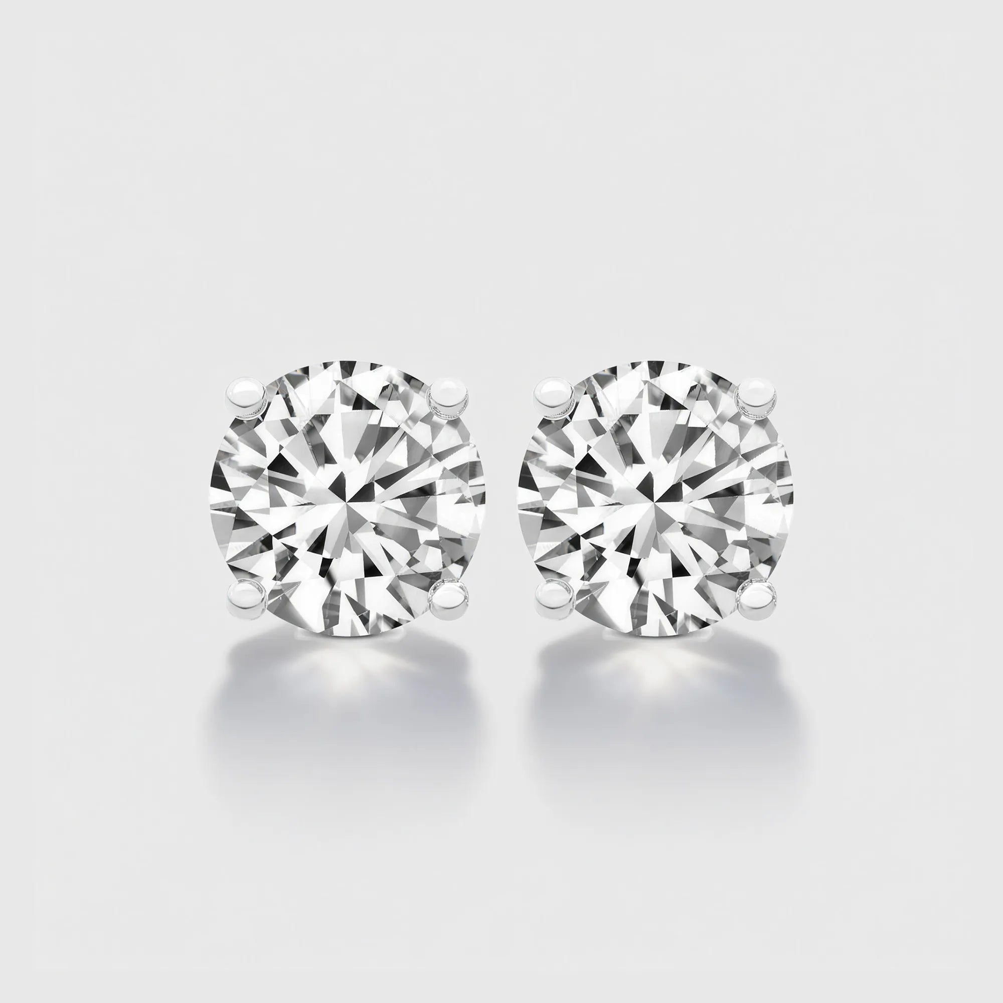 Round Cut Classic Solitaire Stud Earrings, Lab Diamnd 10K-18K Gold