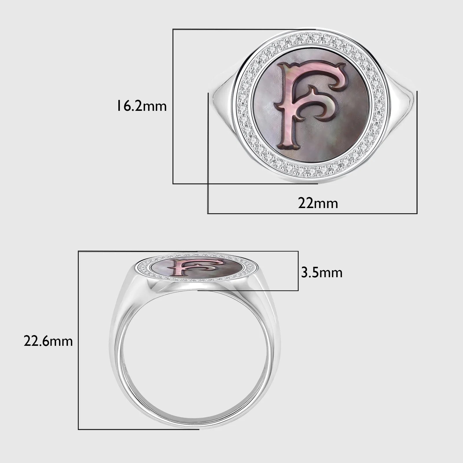 Custom Vintage Signet Alphabet Ring丨Initial F