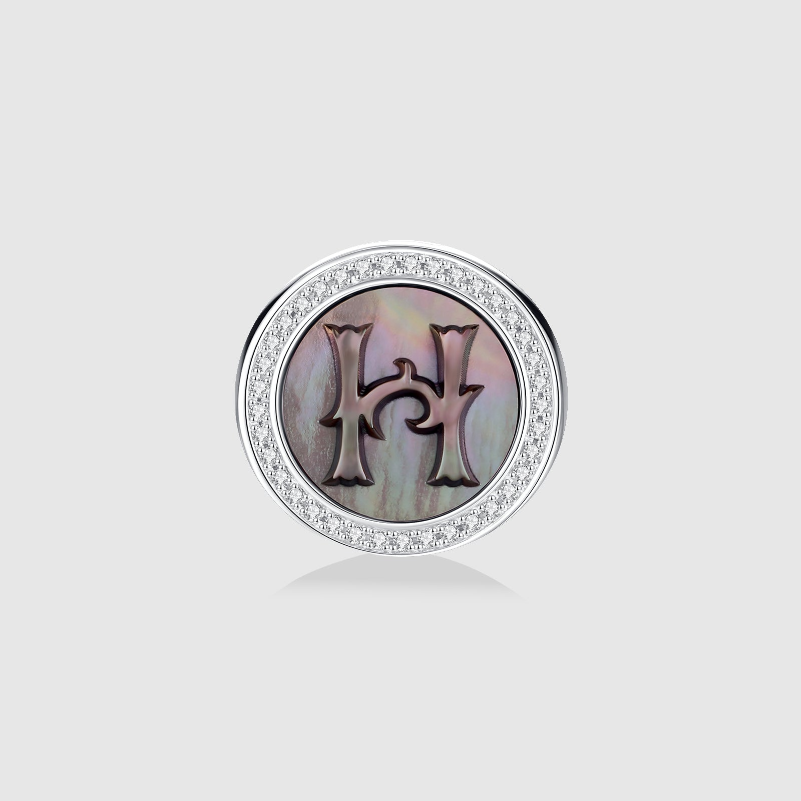 Initial H Stud Earring – Silver & Mother of Pearl