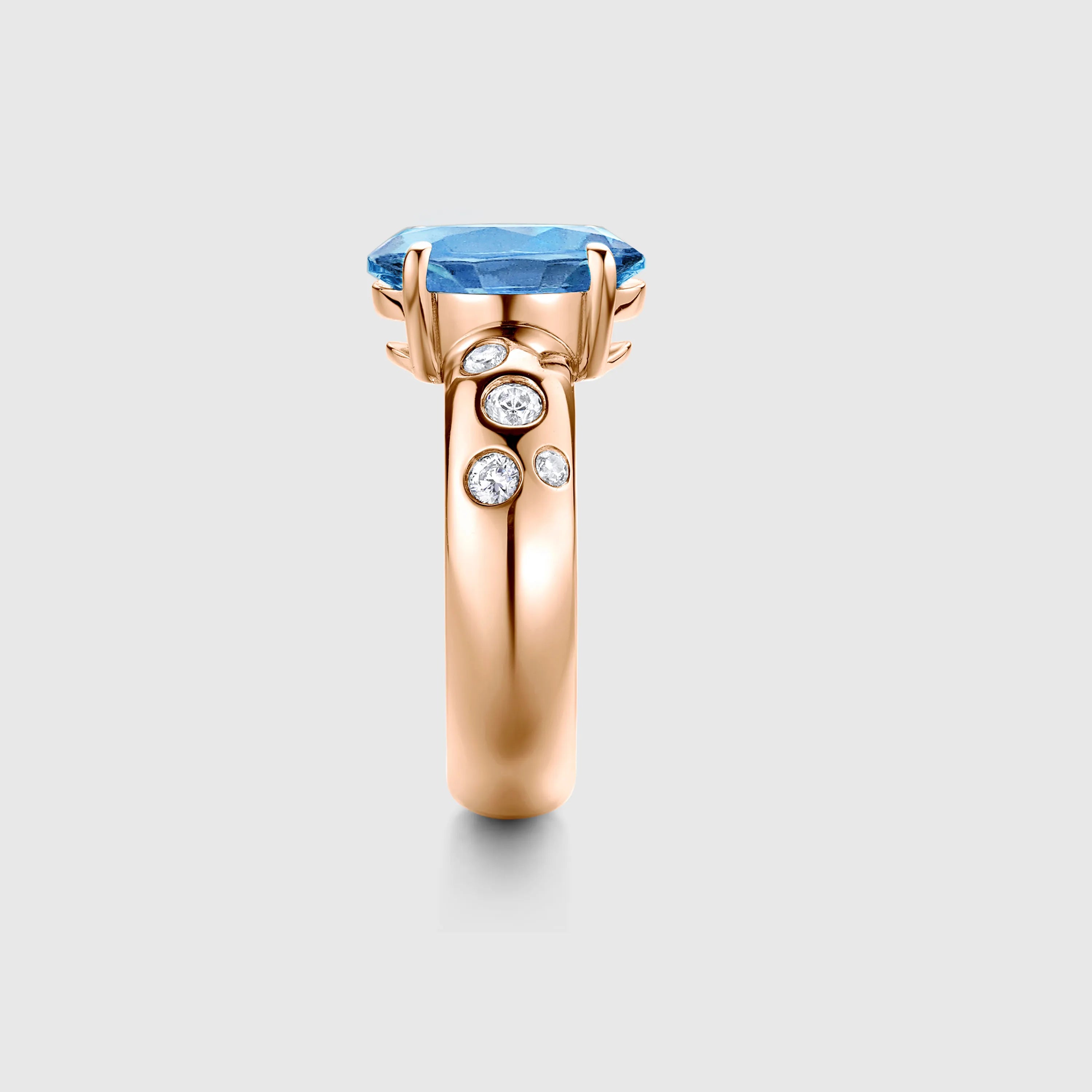 Oval Aquamarine Engagement Ring with Bezel Side Stones
