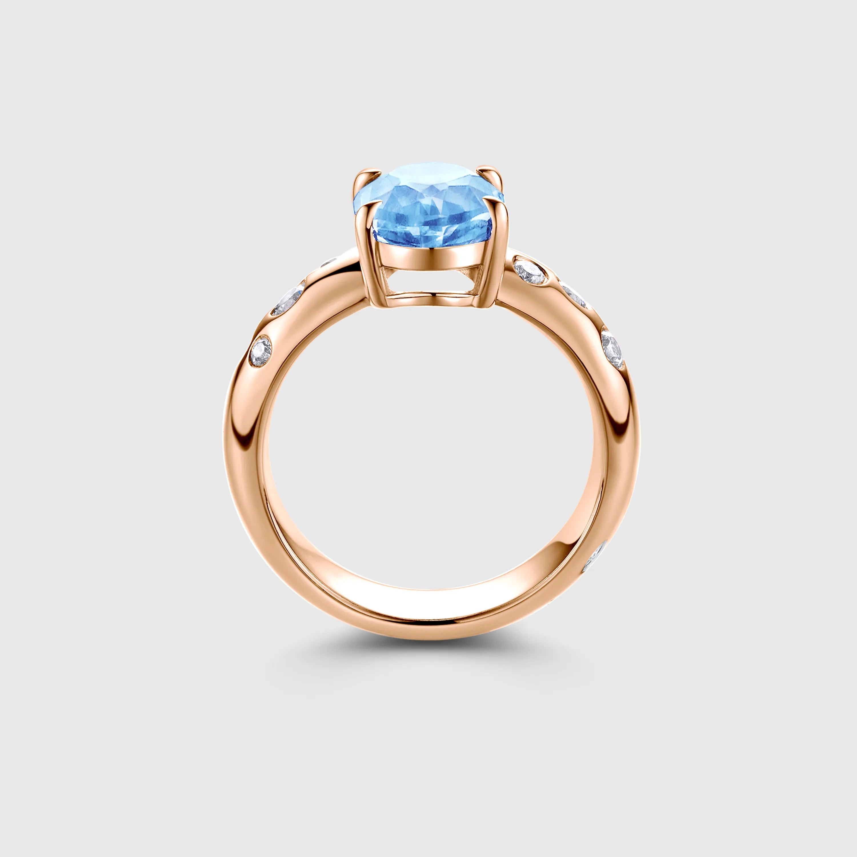 Oval Aquamarine Engagement Ring with Bezel Side Stones