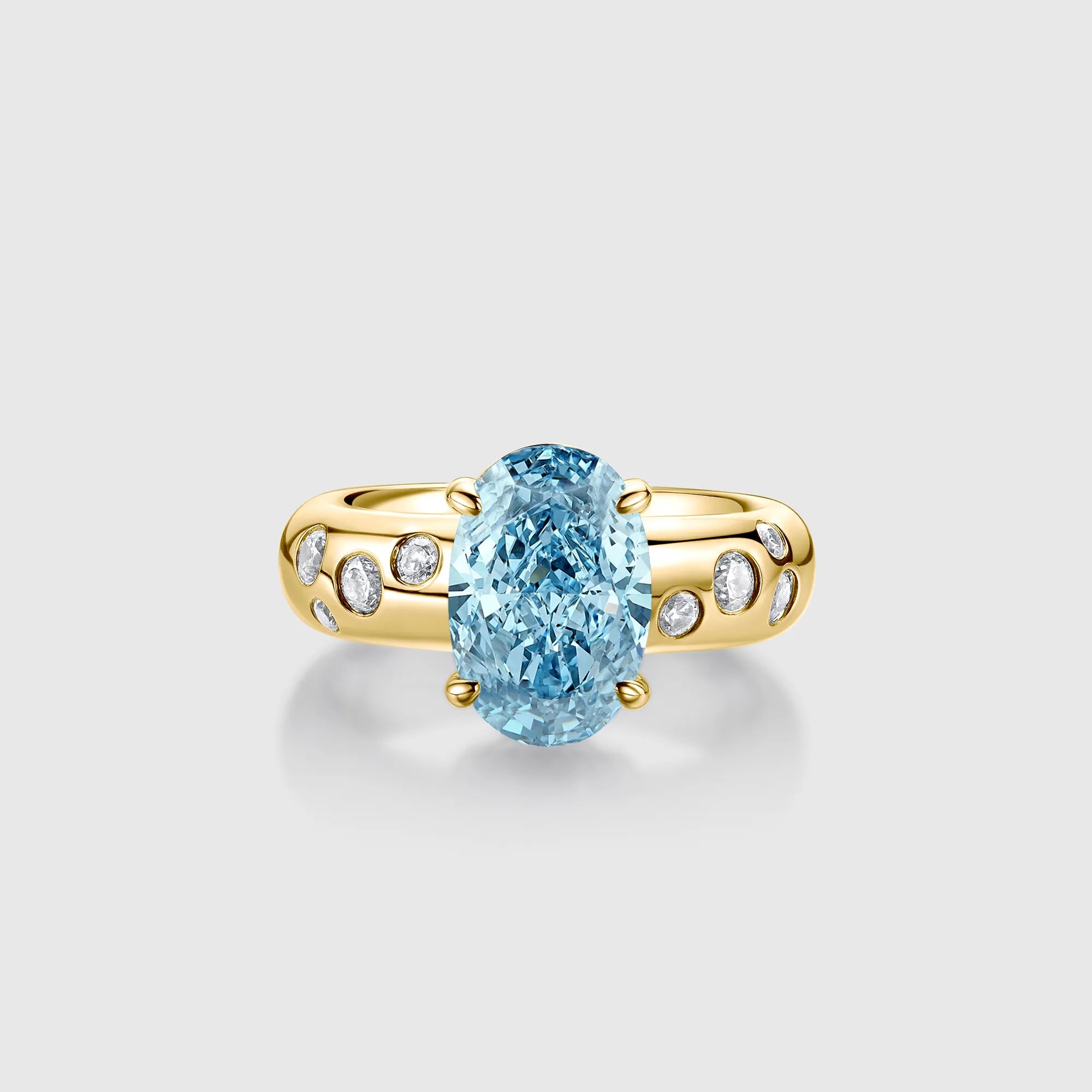 Oval Aquamarine Engagement Ring with Bezel Side Stones