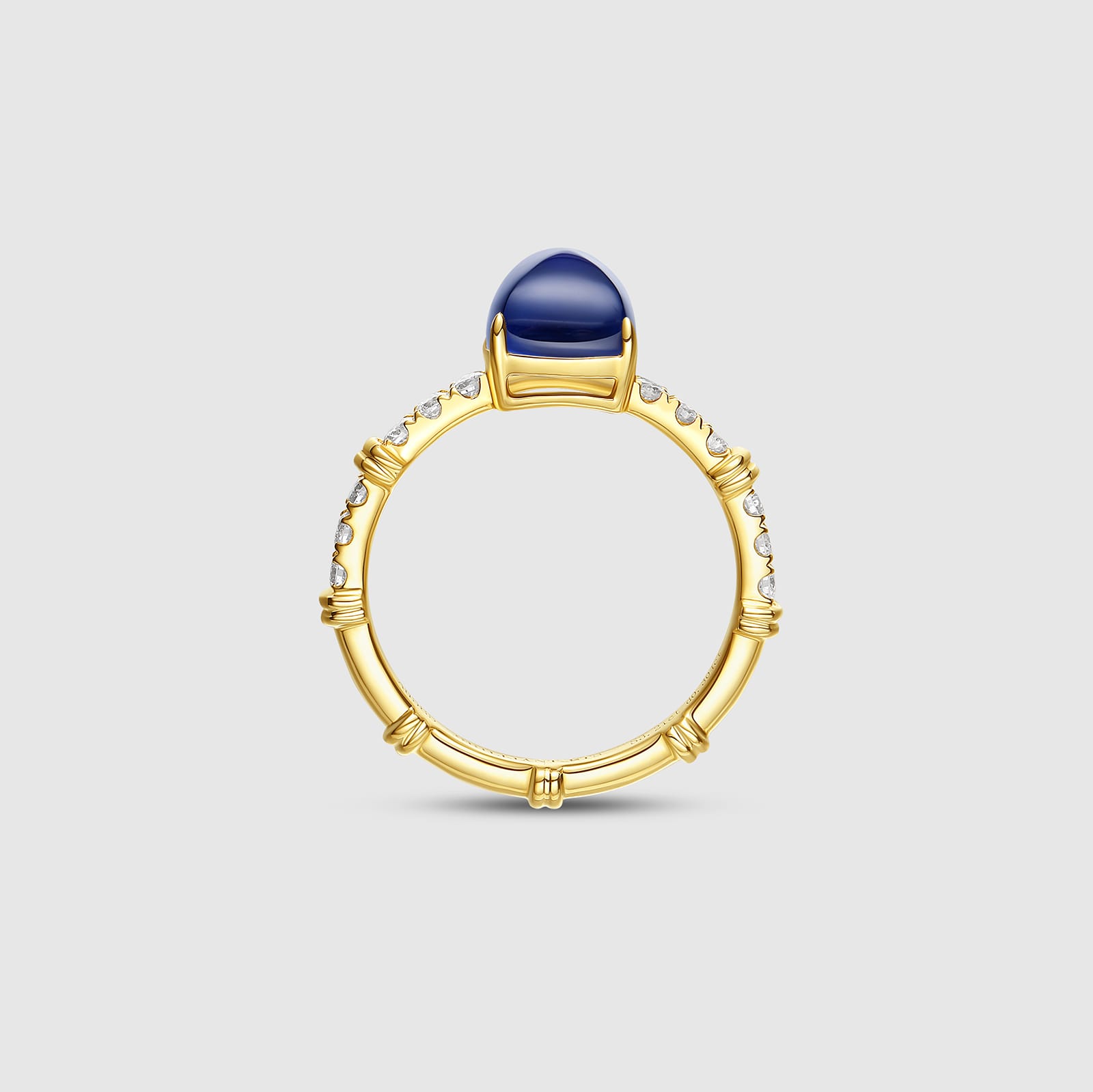 Double Love Series Sapphire Ring Side View #Yellow Gold
