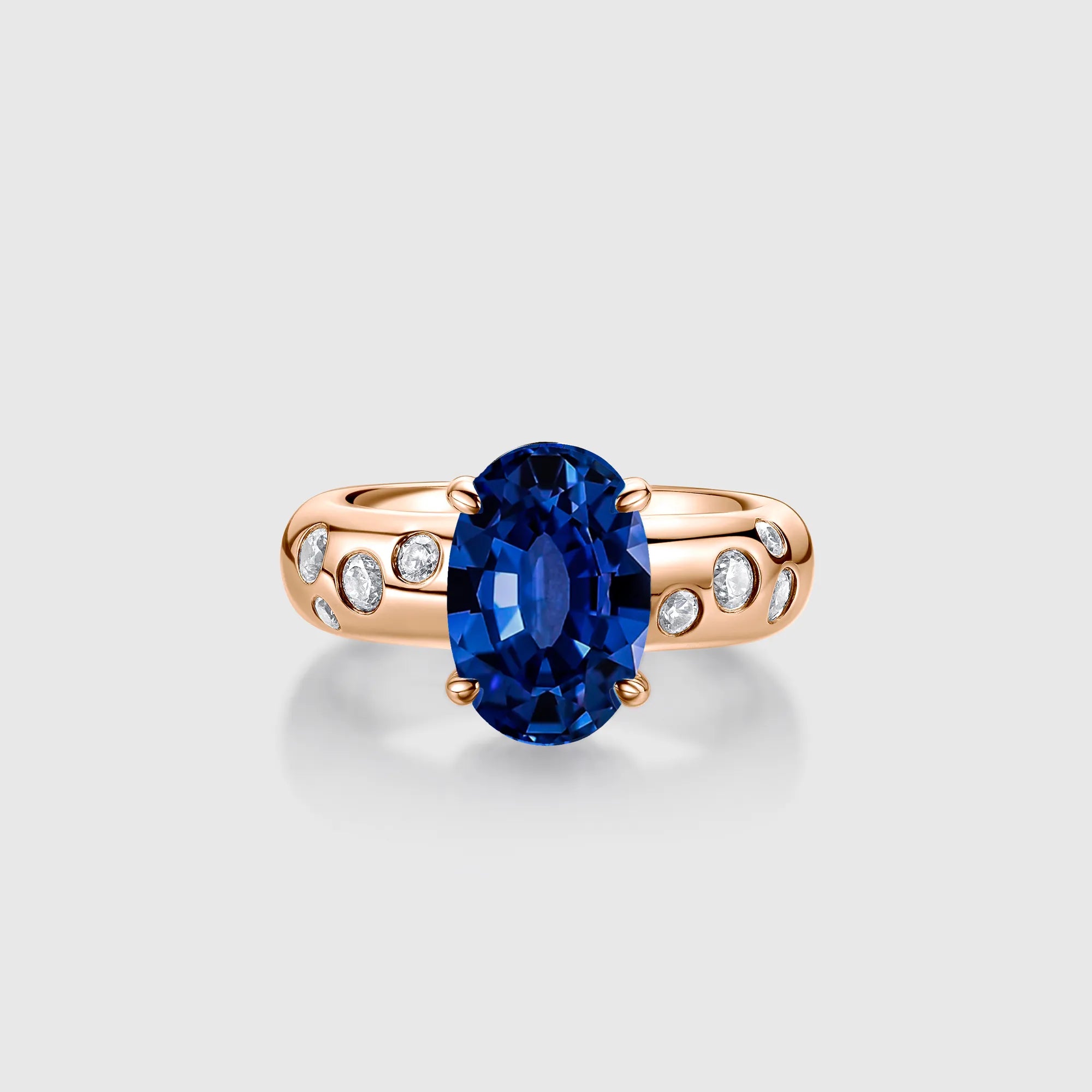 Oval Sapphire Engagement Ring with Bezel Side Accents