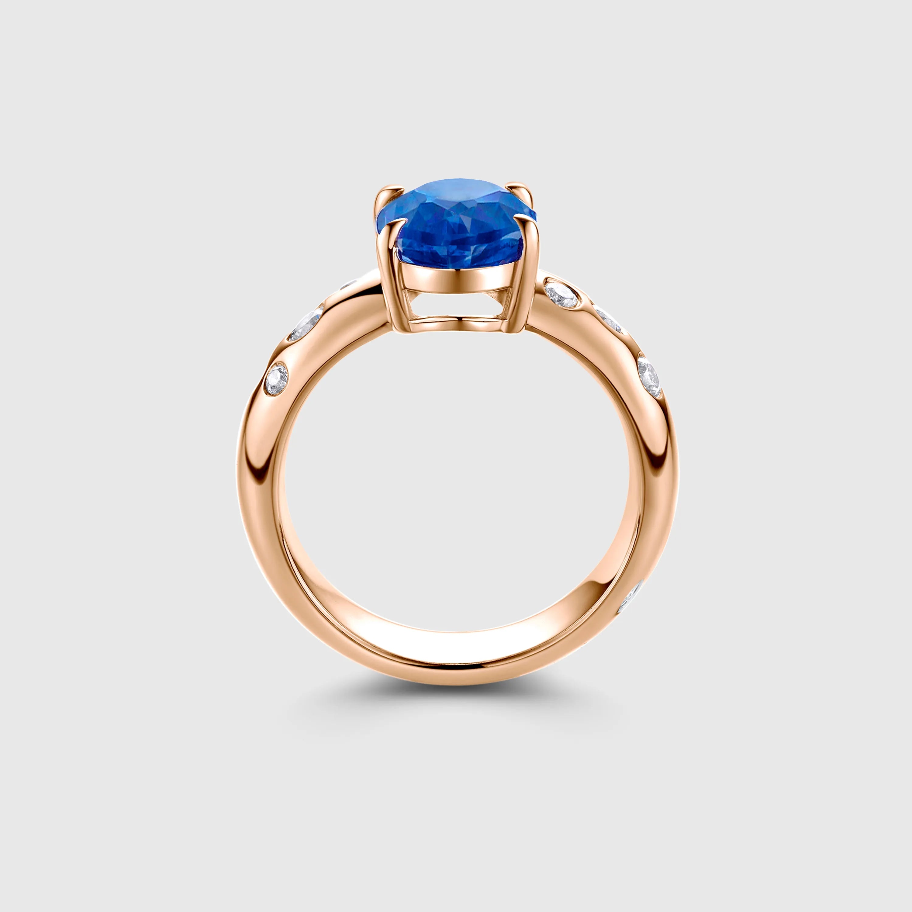 Oval Sapphire Engagement Ring with Bezel Side Accents