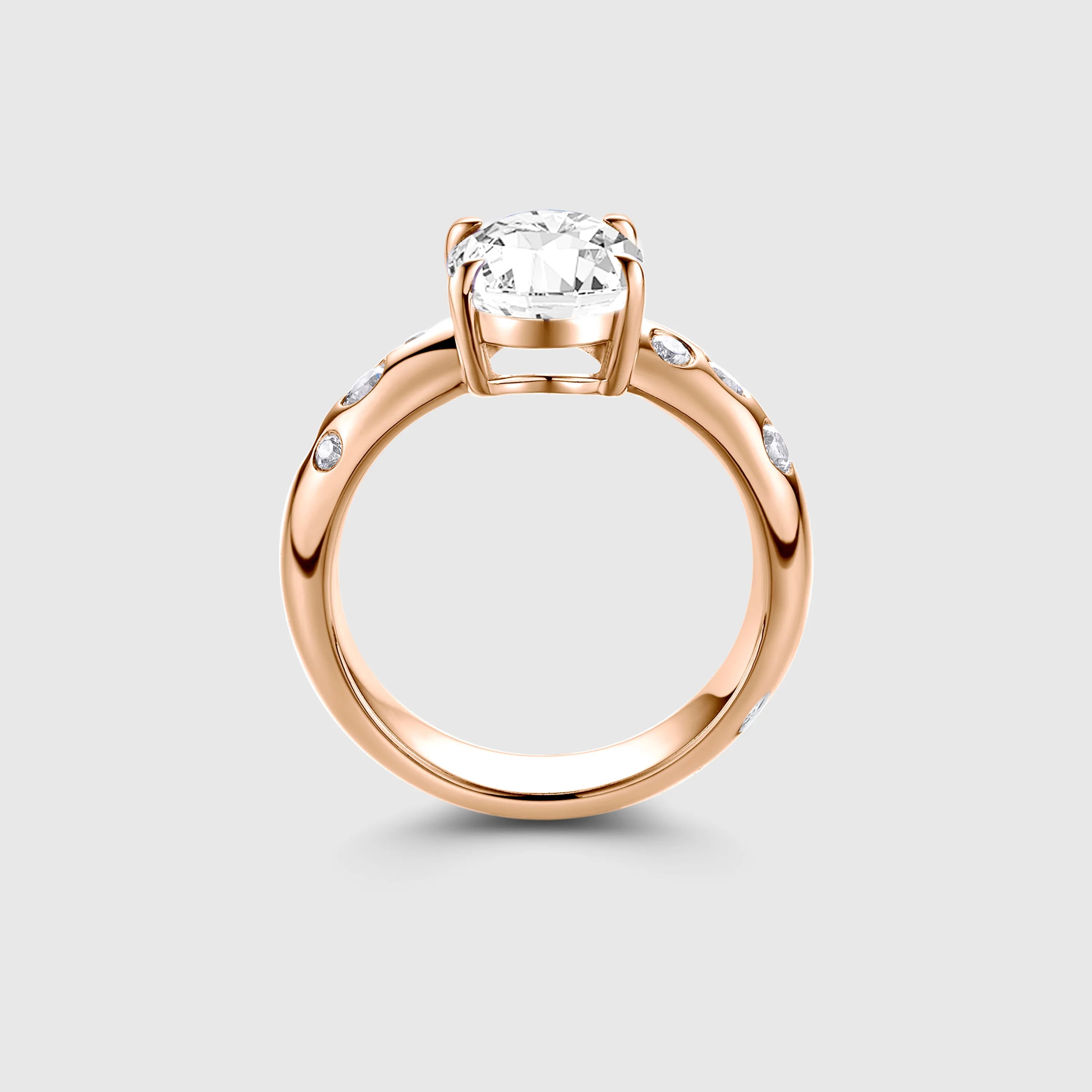 Classic Oval Moissanite Engagement Ring with Bezel Side Accents