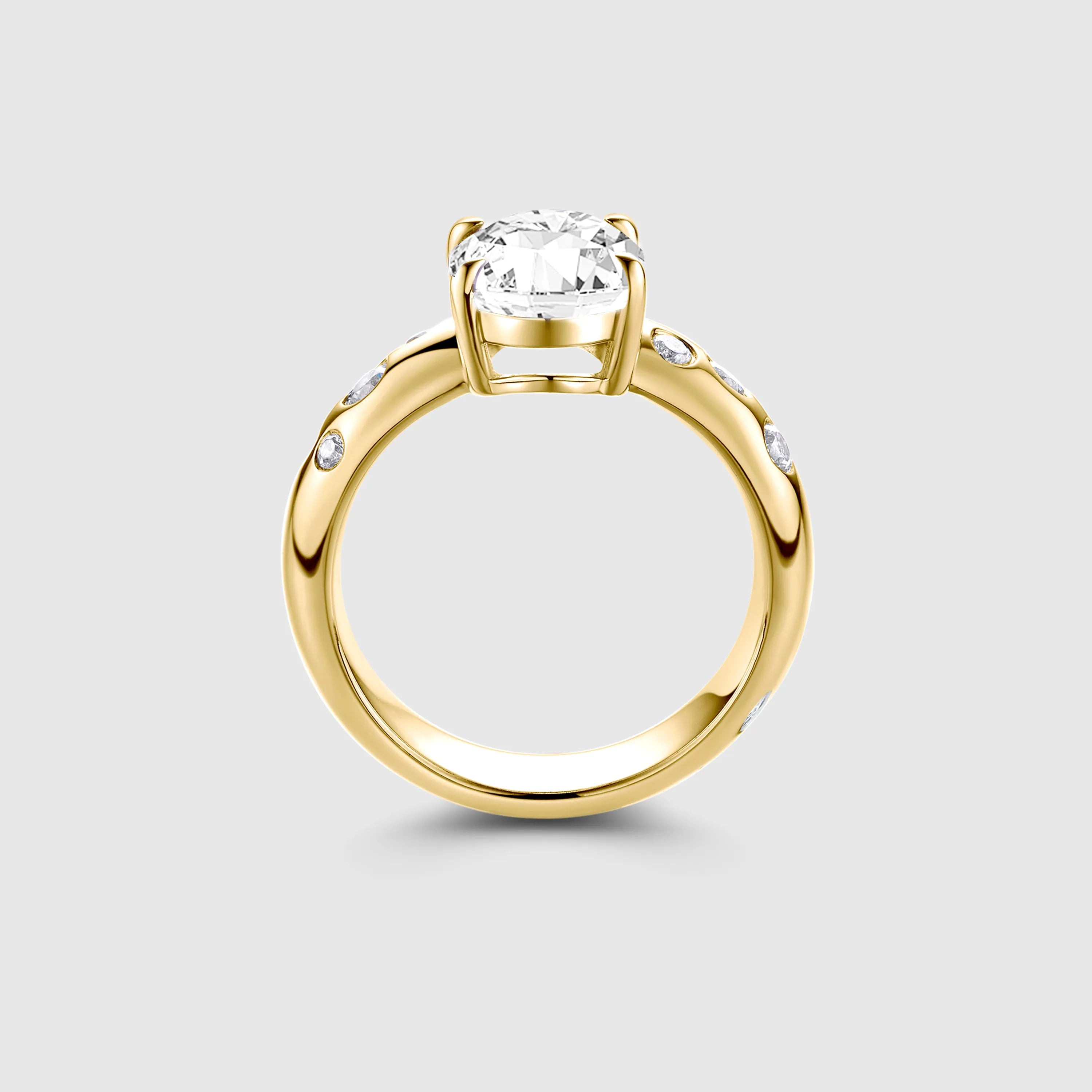 Classic Oval Moissanite Engagement Ring with Bezel Side Accents