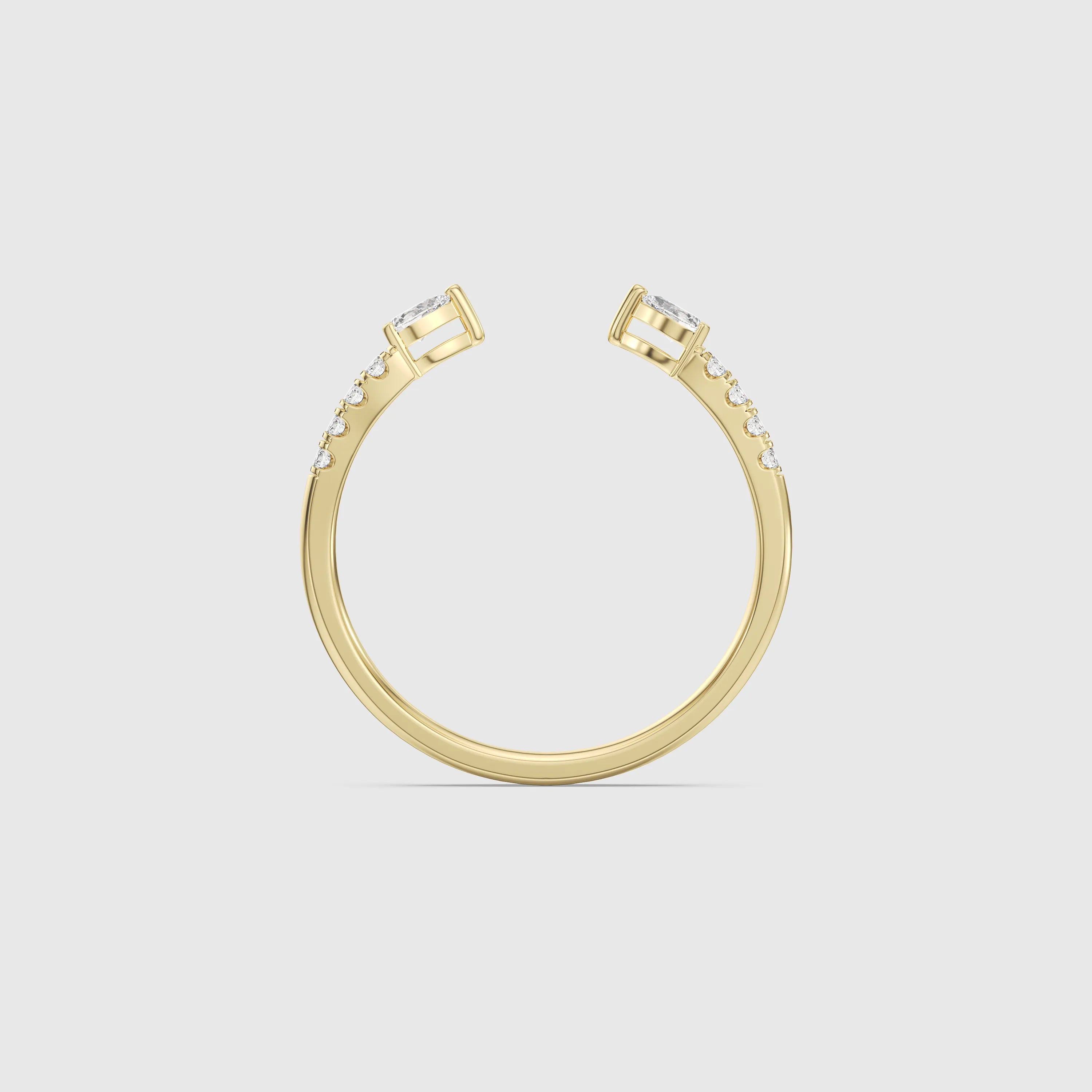 Bague minimaliste avec diamants en forme de poire et de rond