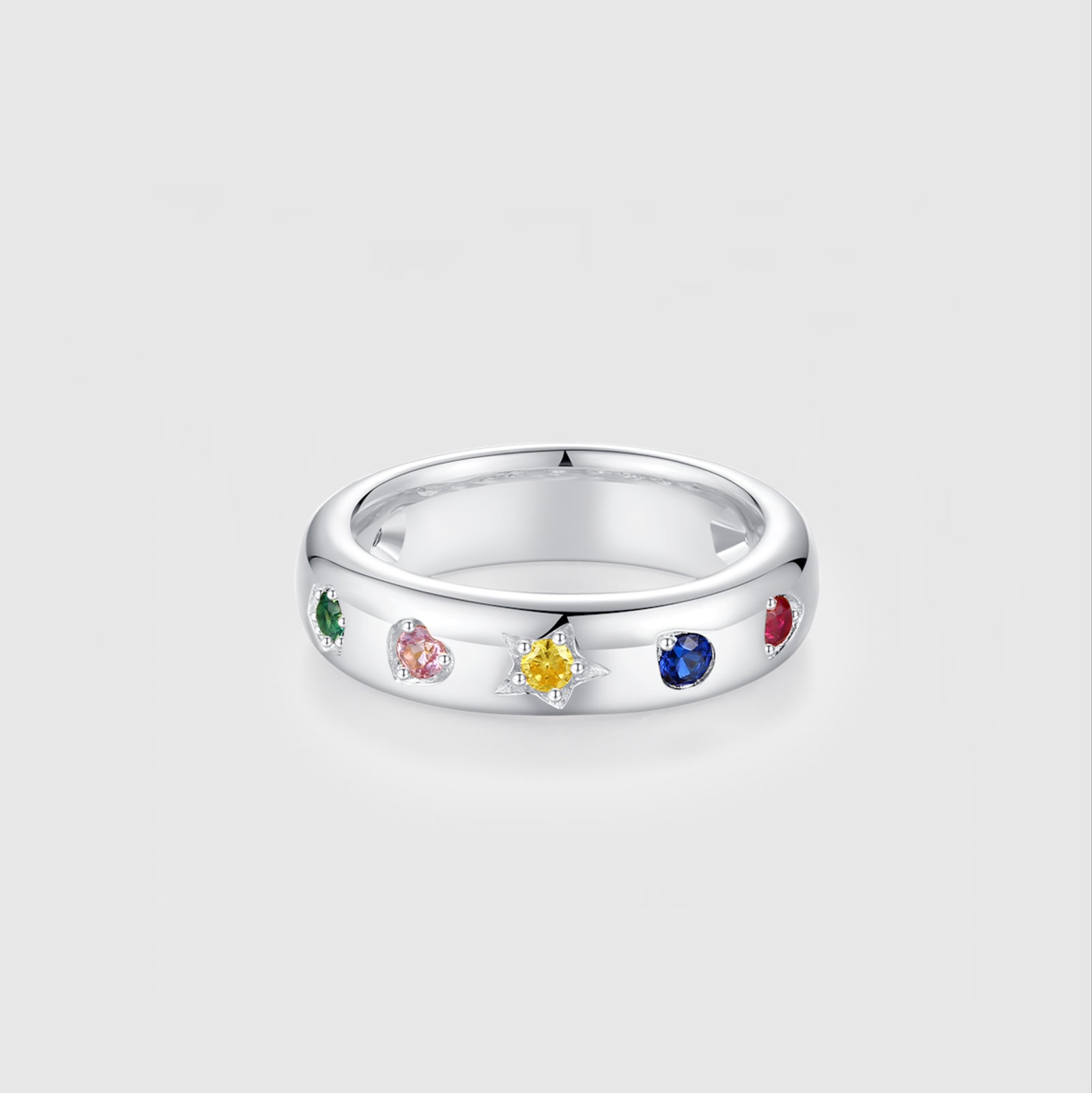 Starlit Spectrum Slim Gemstone Band in Sterling Silver