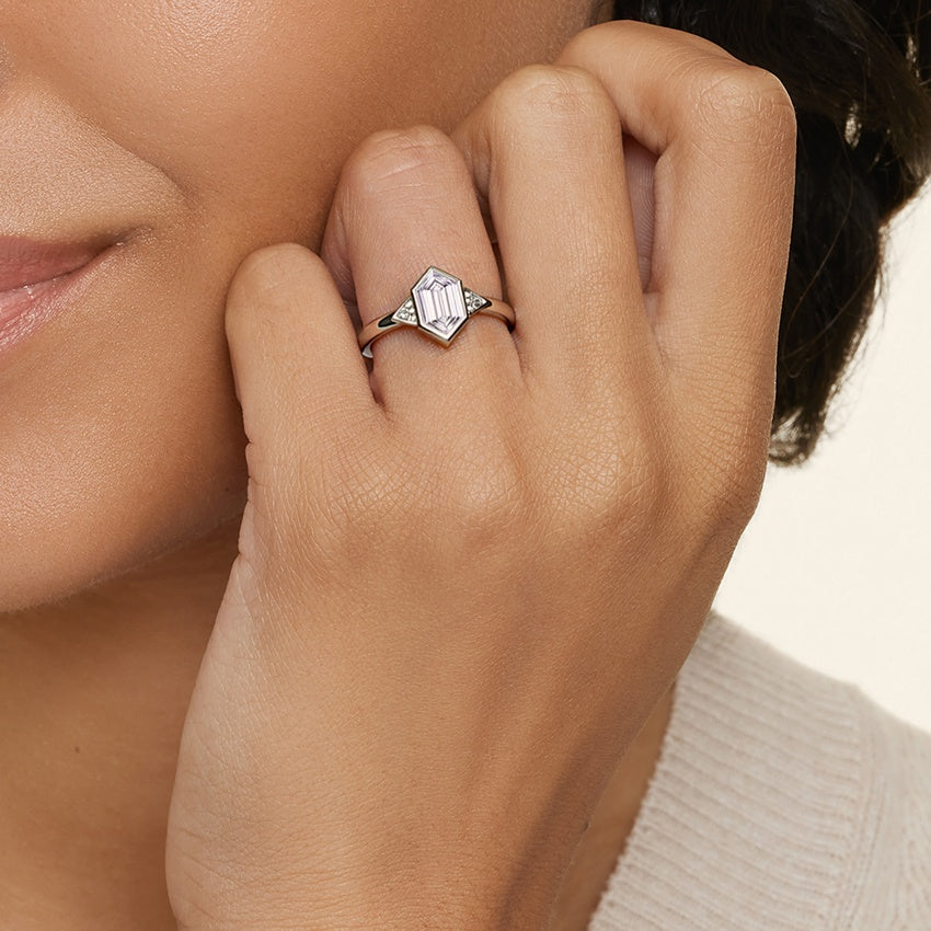 Hexagon Diamond Engagement Ring