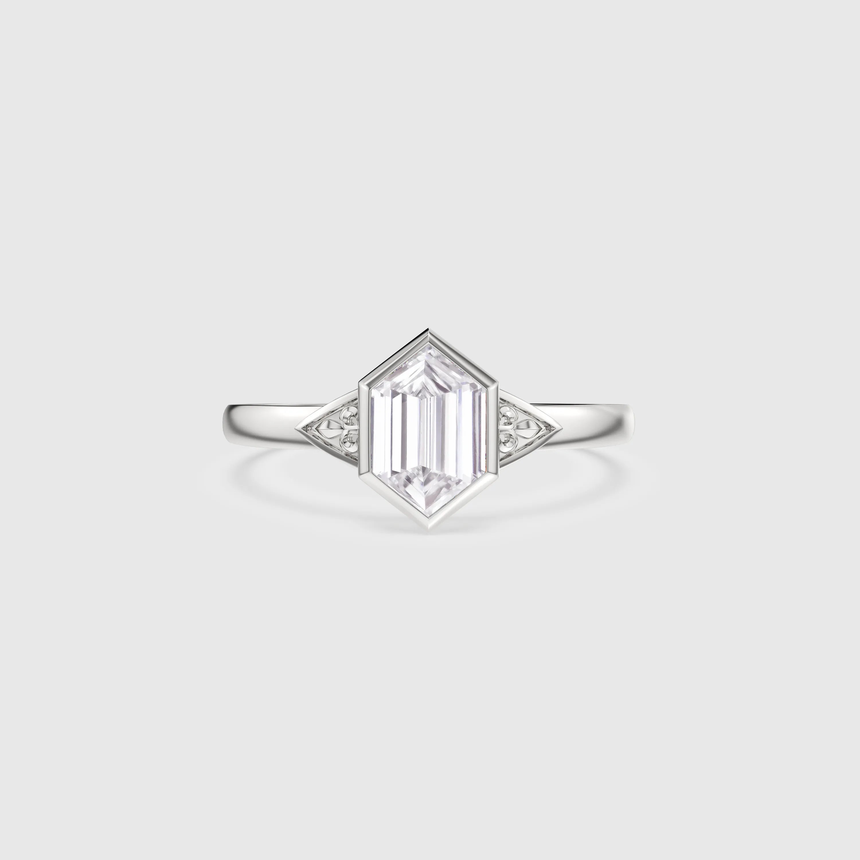 Hexagon Diamond Engagement Ring