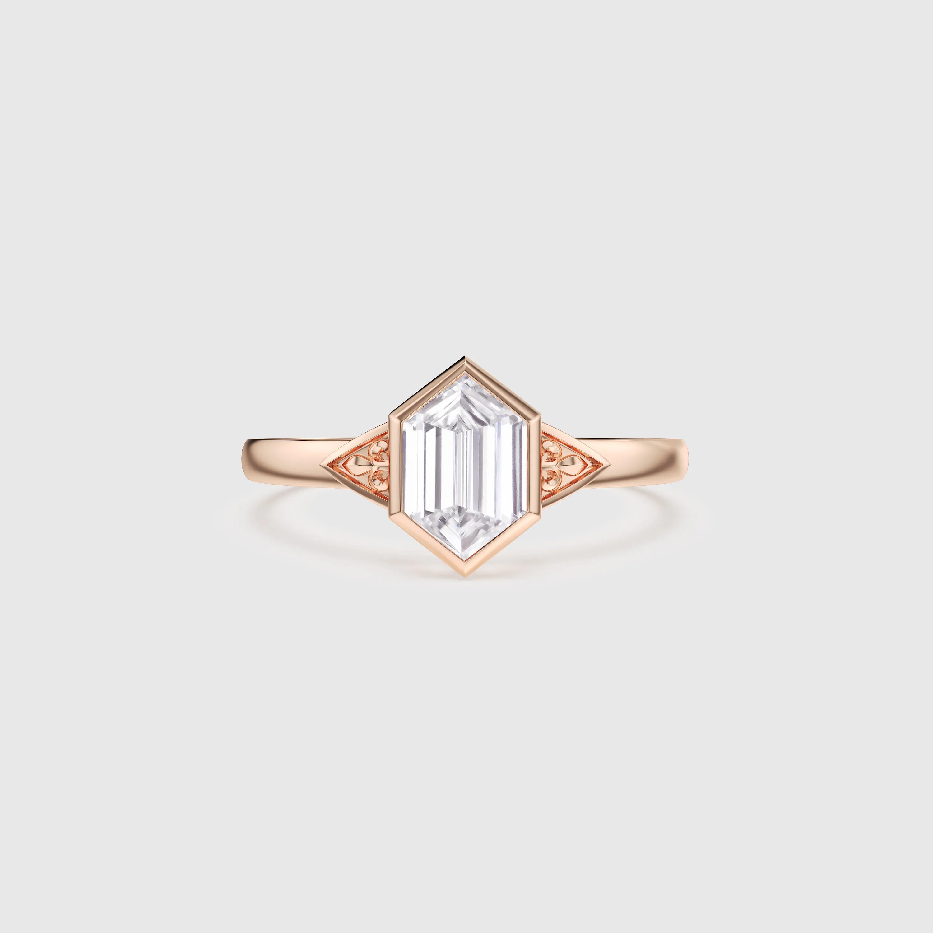 Hexagon Diamond Engagement Ring