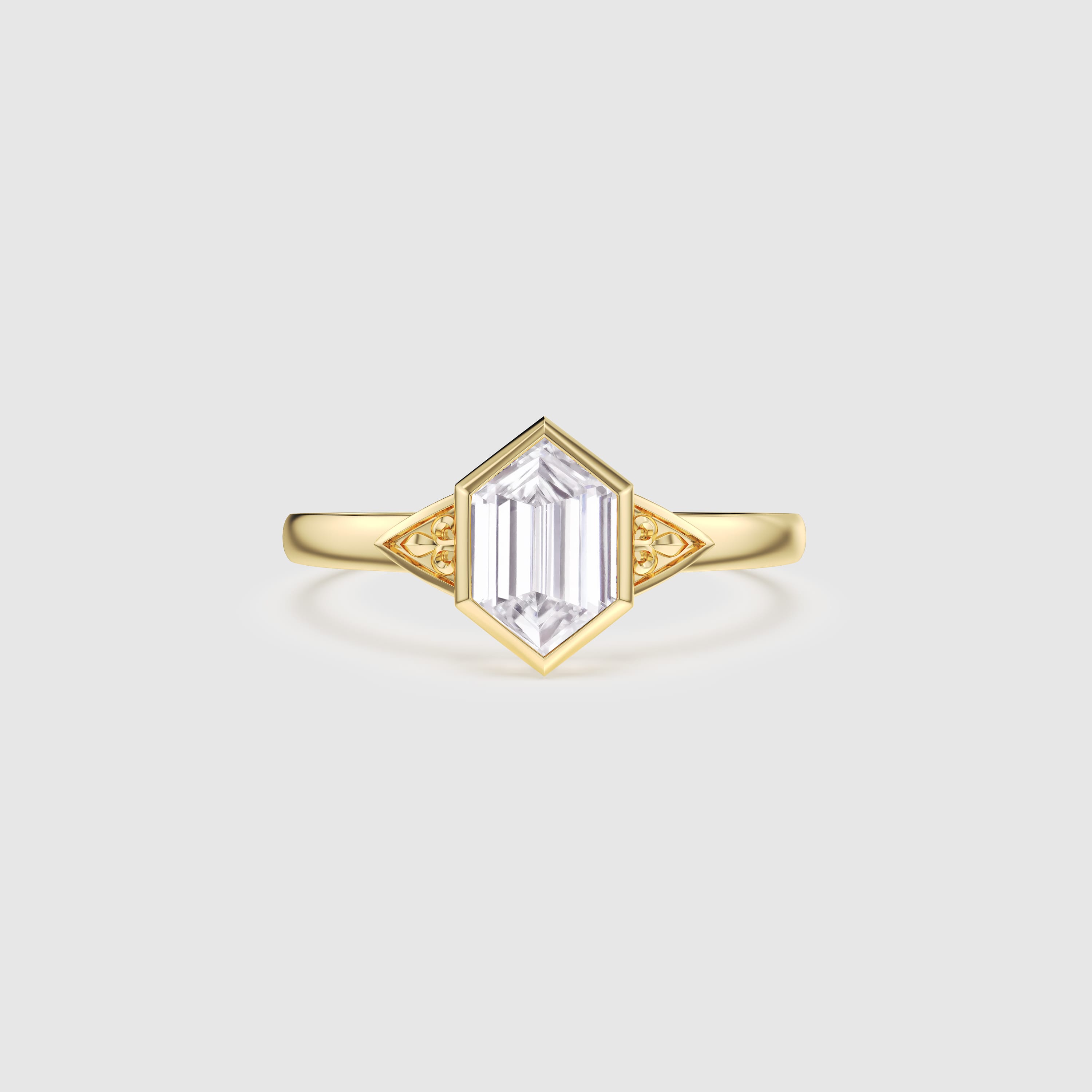 Hexagon Diamond Engagement Ring