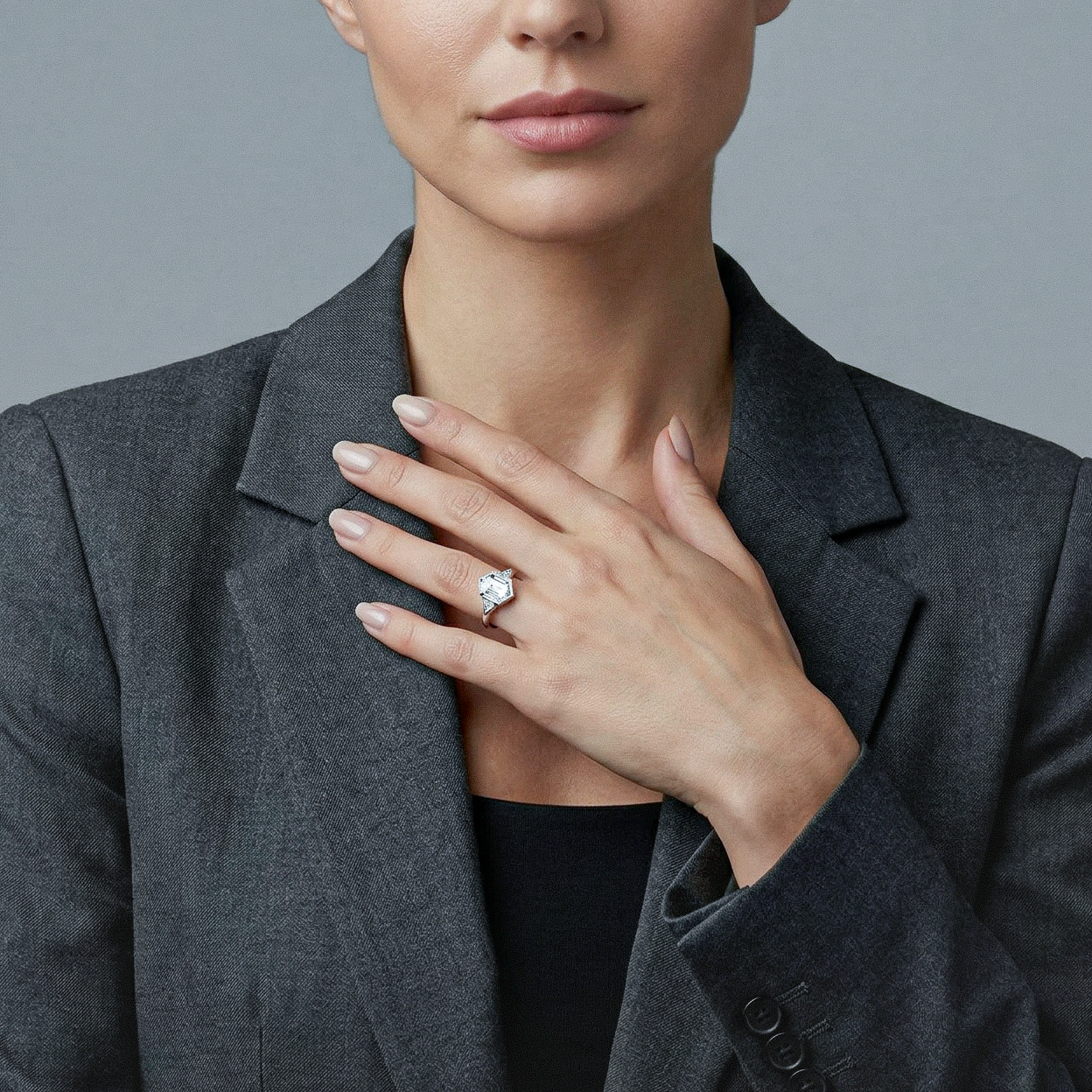 Aegis | 1-3cts Hexagon Lab Diamond Ring with Iris Flora