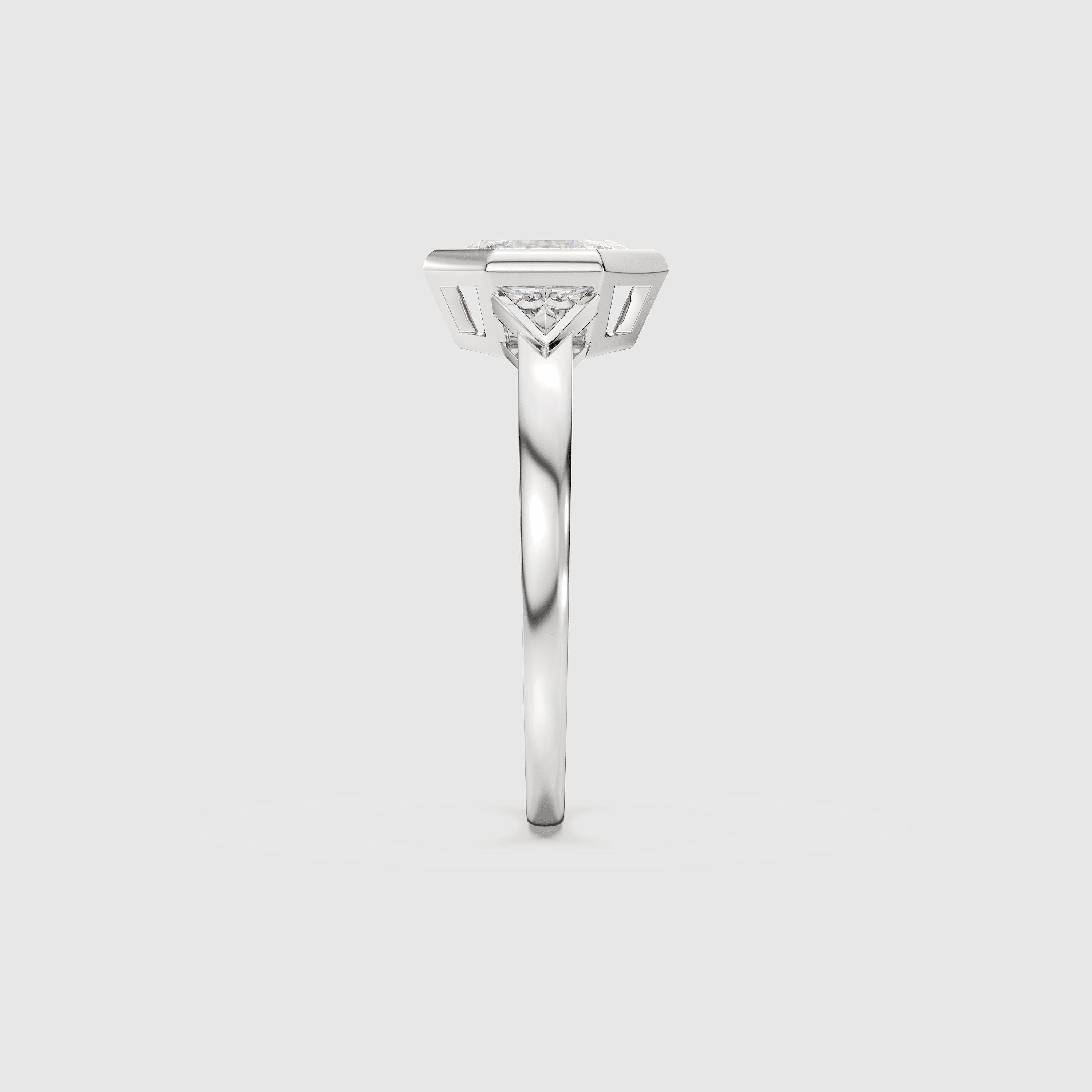 Hexagon Diamond Engagement Ring
