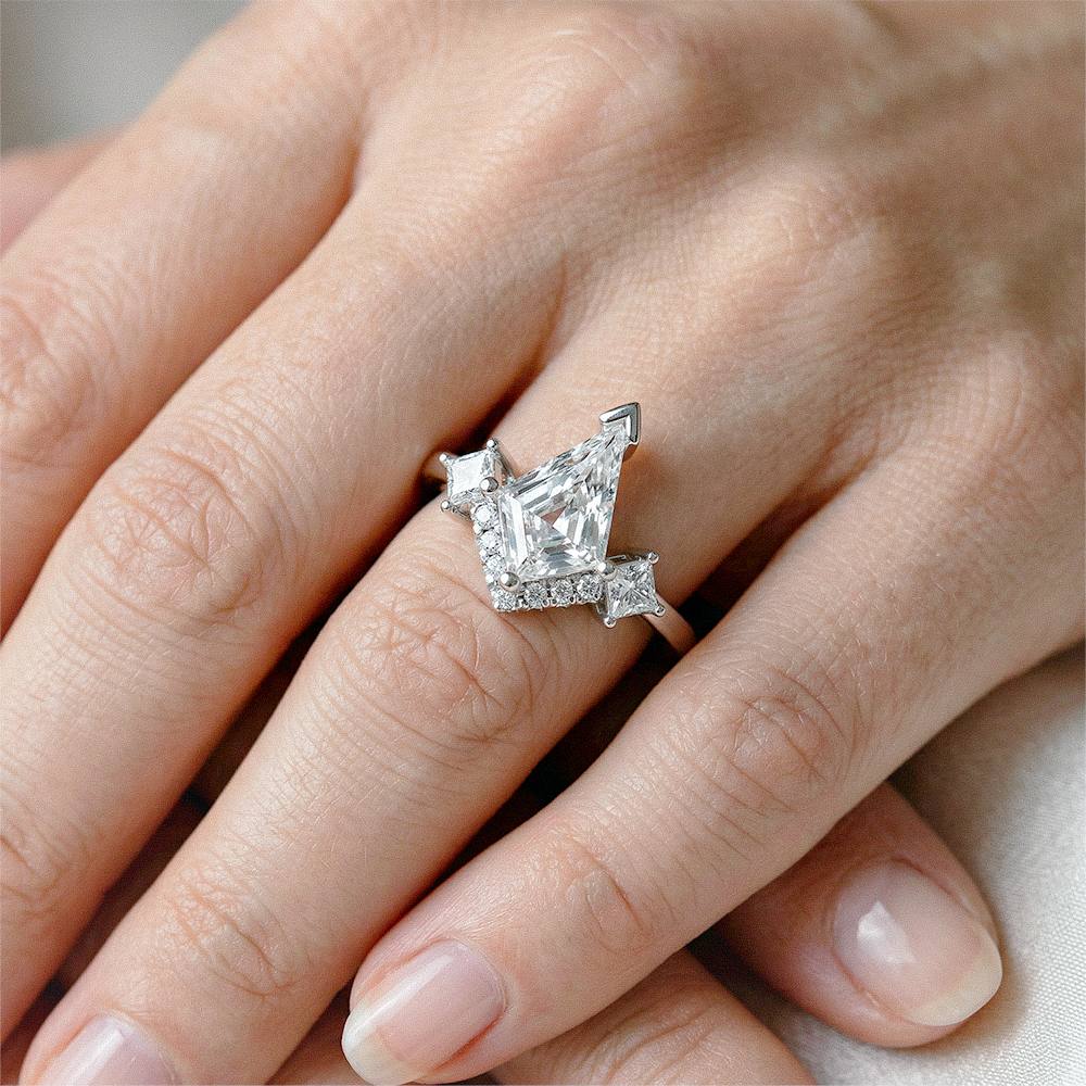 Nexus |1-3ct Kite Cut Lab Diamond Gold Geometric Golden Ring