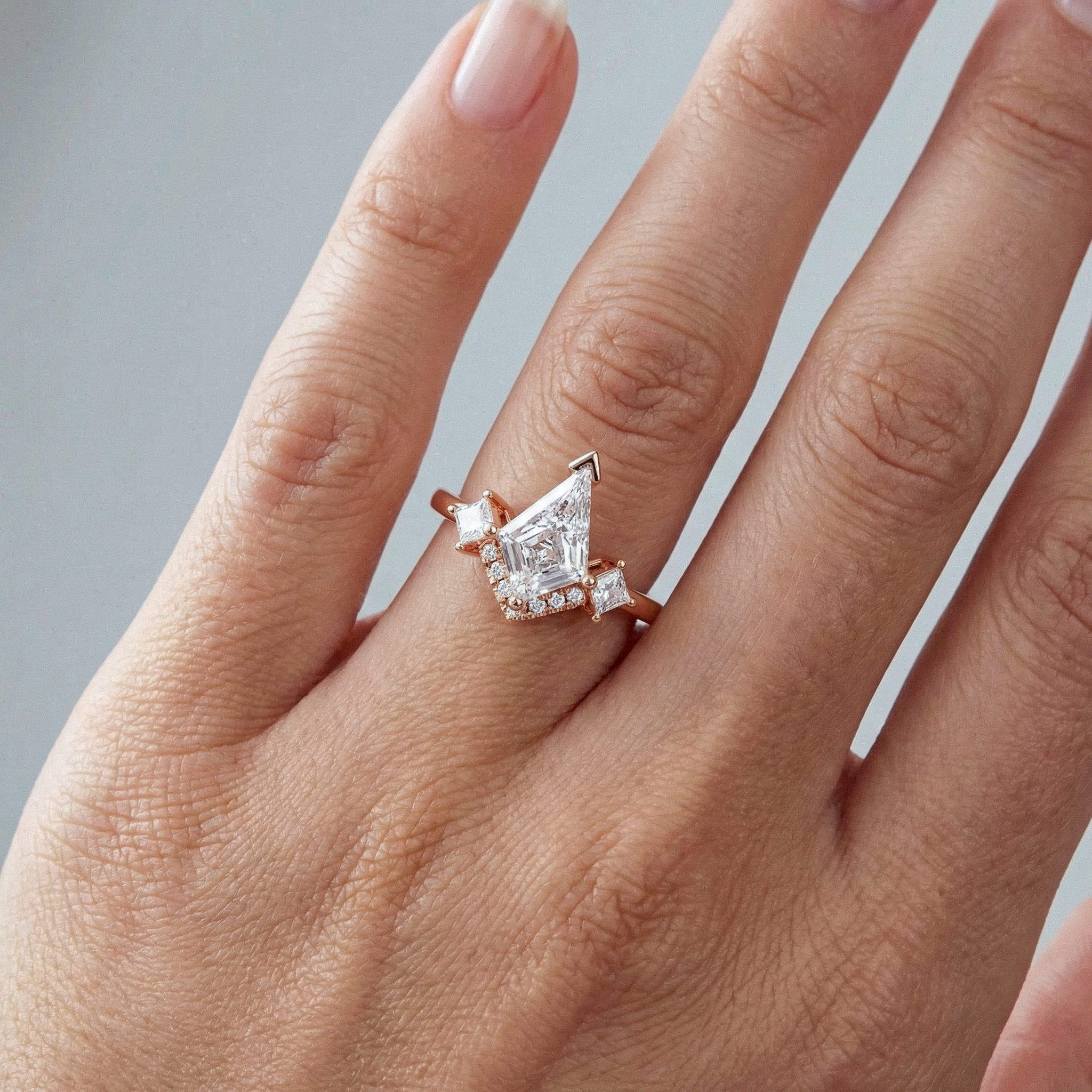 Nexus |1-3ct Kite Cut Lab Diamond Gold Geometric Golden Ring