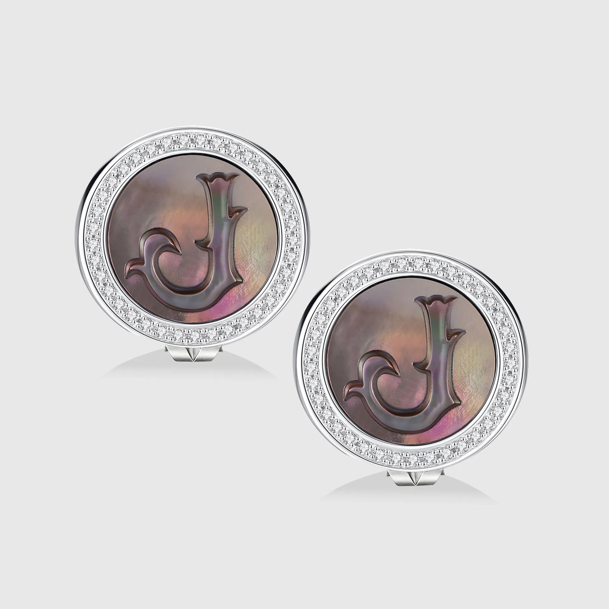 Initial J Stud Earring – Silver & Mother of Pearl