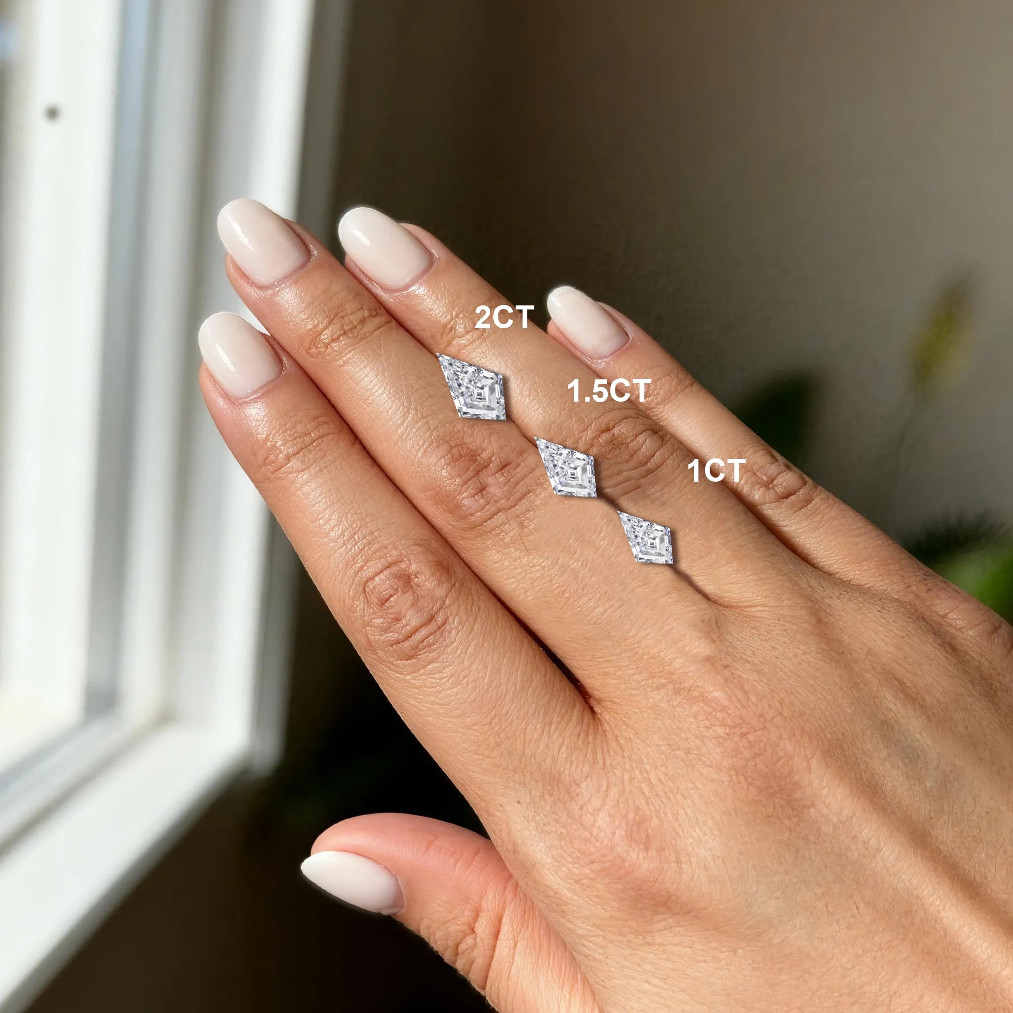 Kite-Cut Lab Diamond Ring Starlit Crown Band Bridal Set 2PCs