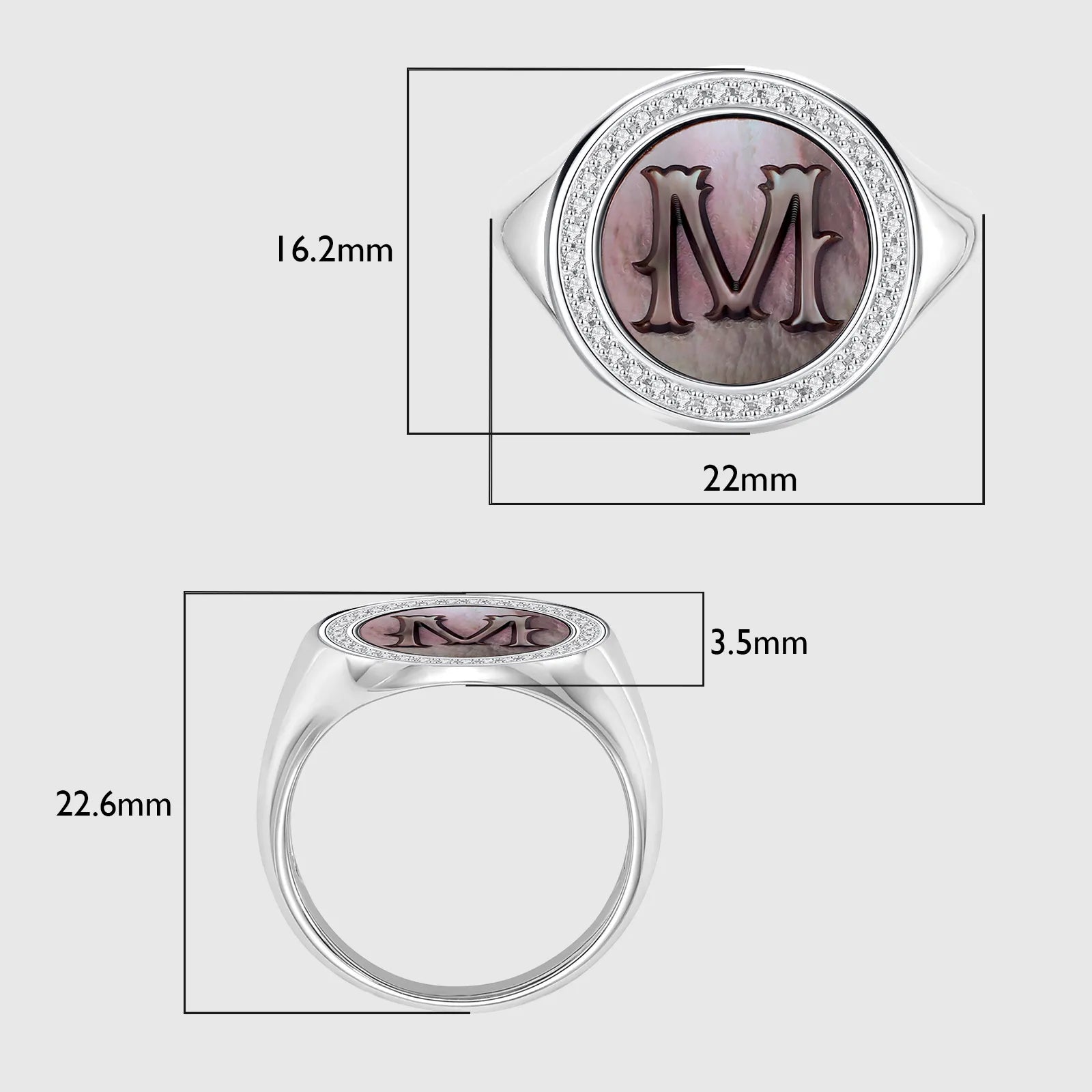 Custom Vintage Signet Alphabet Ring丨Initial M