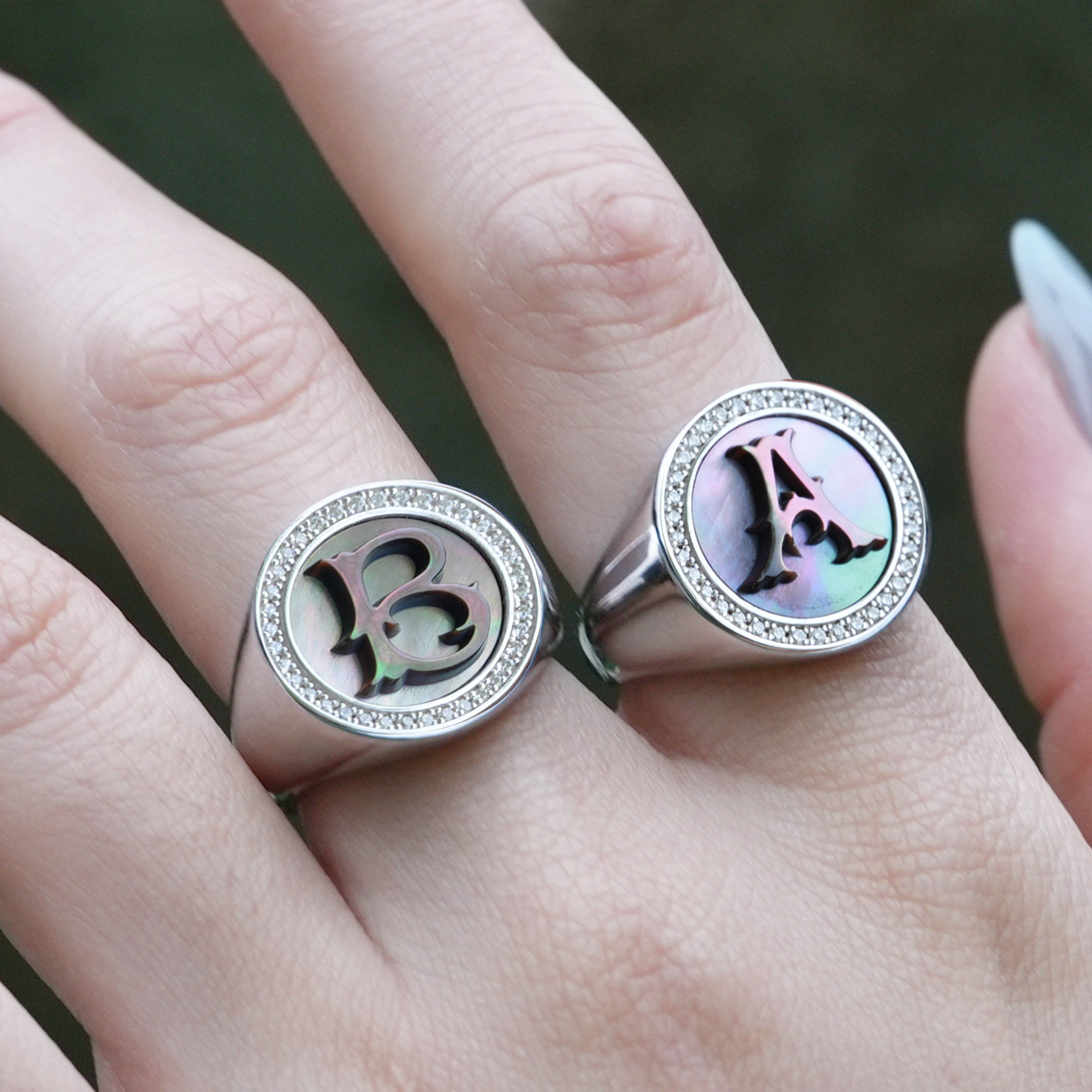 Custom Vintage Signet Alphabet Ring丨Initial A