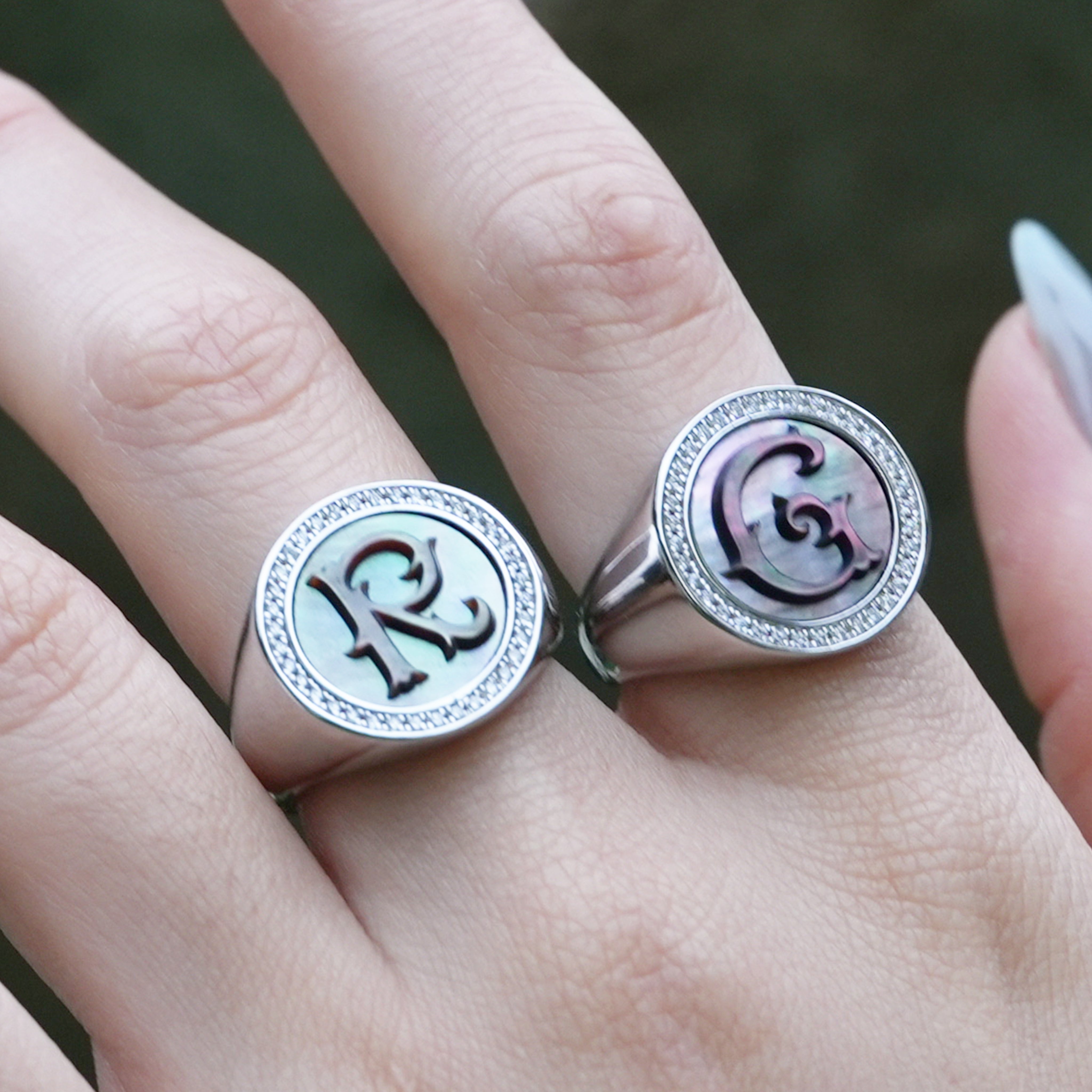 Custom Vintage Signet Alphabet Ring丨Initial G