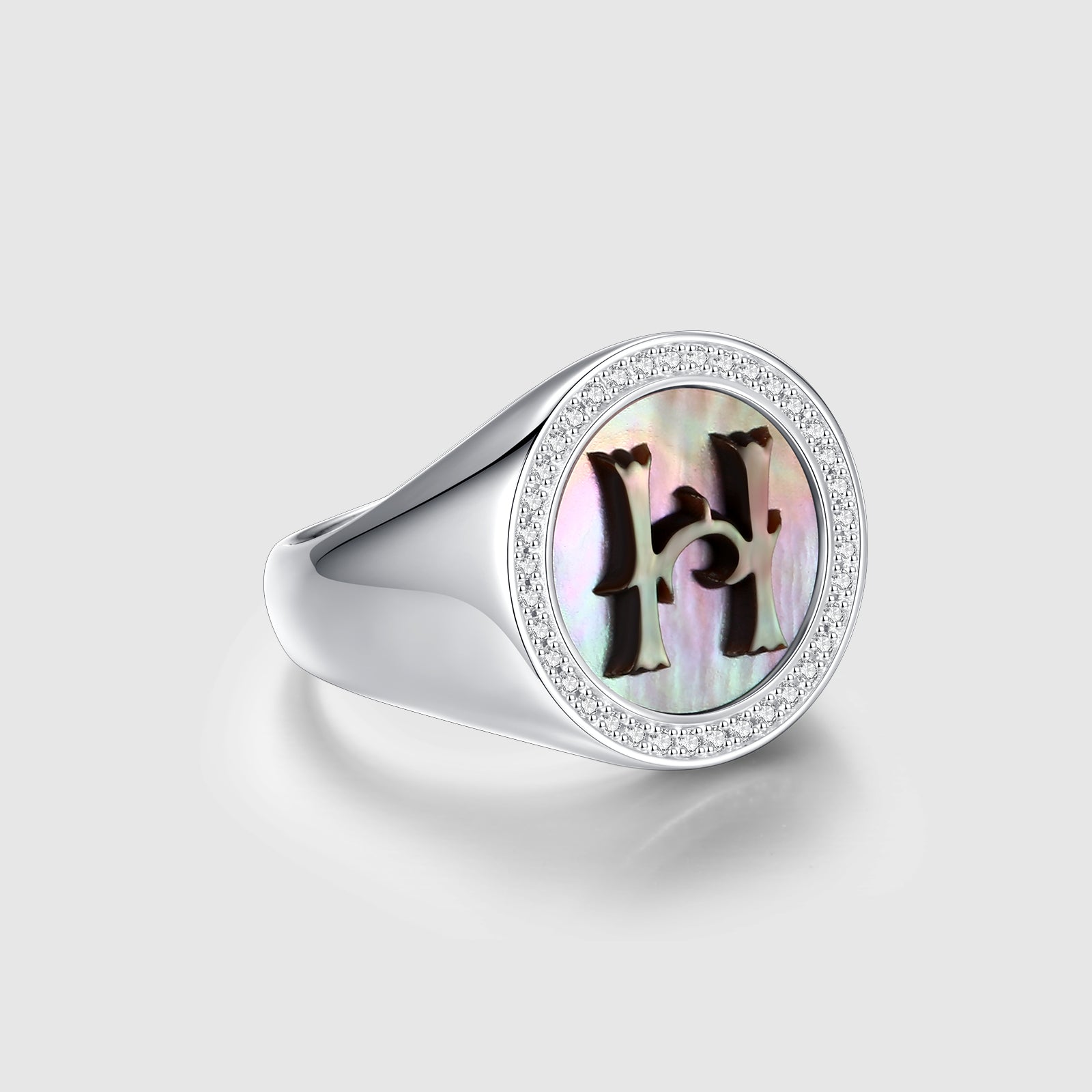 Custom Vintage Signet Alphabet Ring丨Initial H