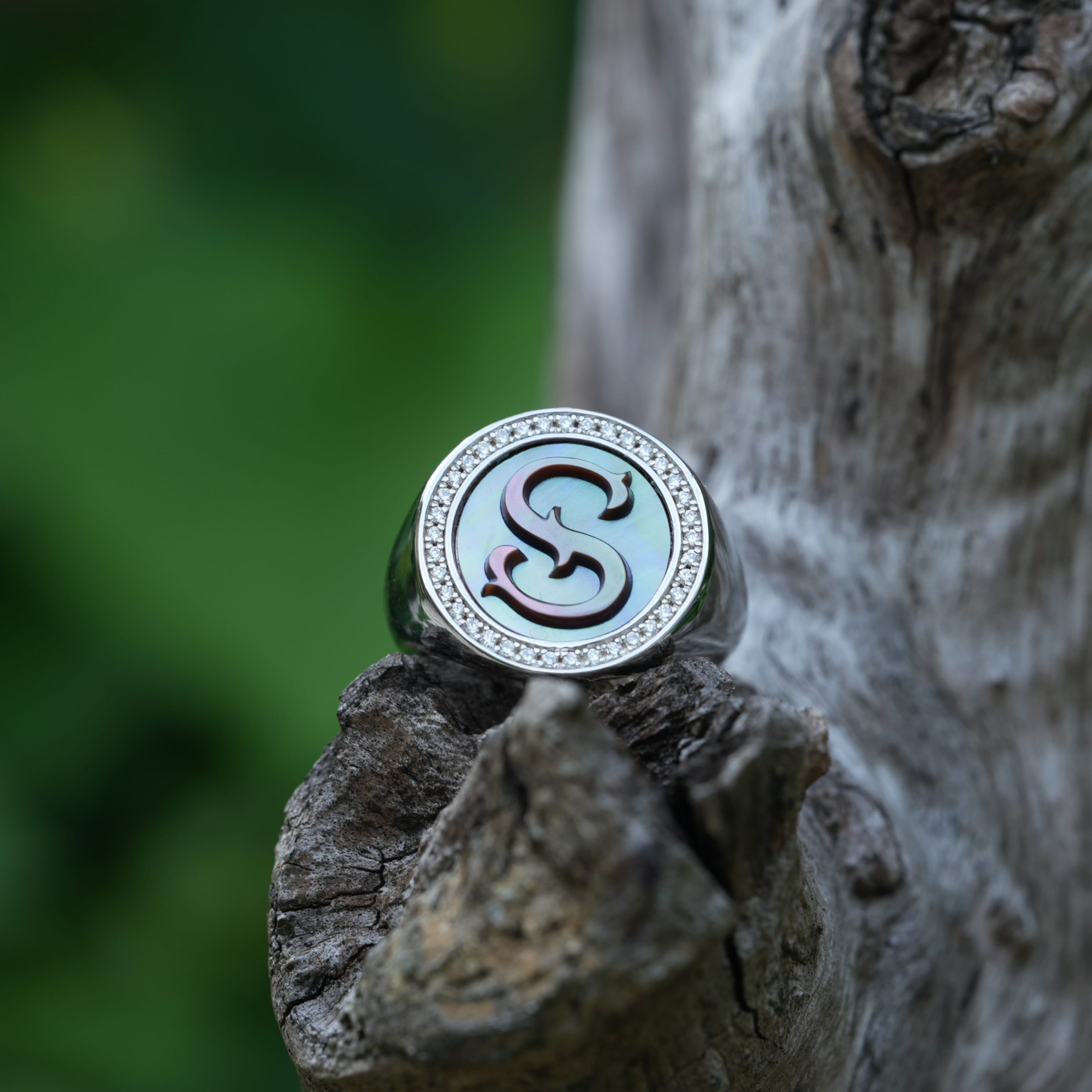 Custom Vintage Signet Alphabet Ring丨Initial S
