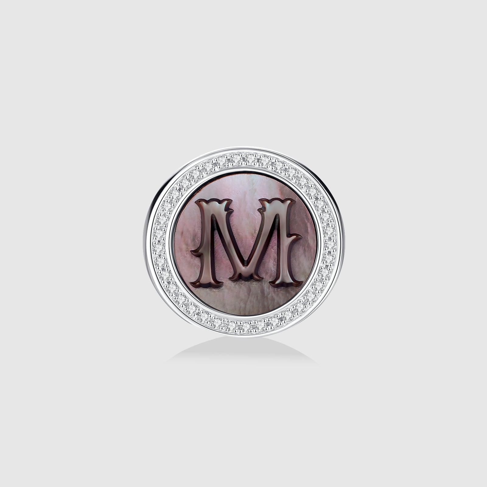 Initial M Stud Earring – Silver & Mother of Pearl