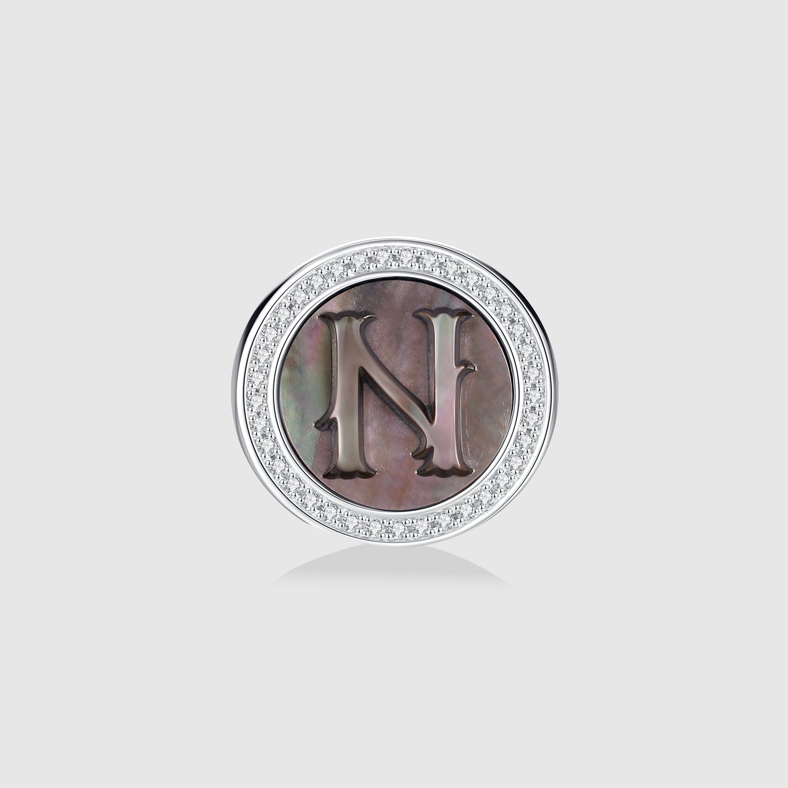 Initial N Stud Earring – Silver & Mother of Pearl