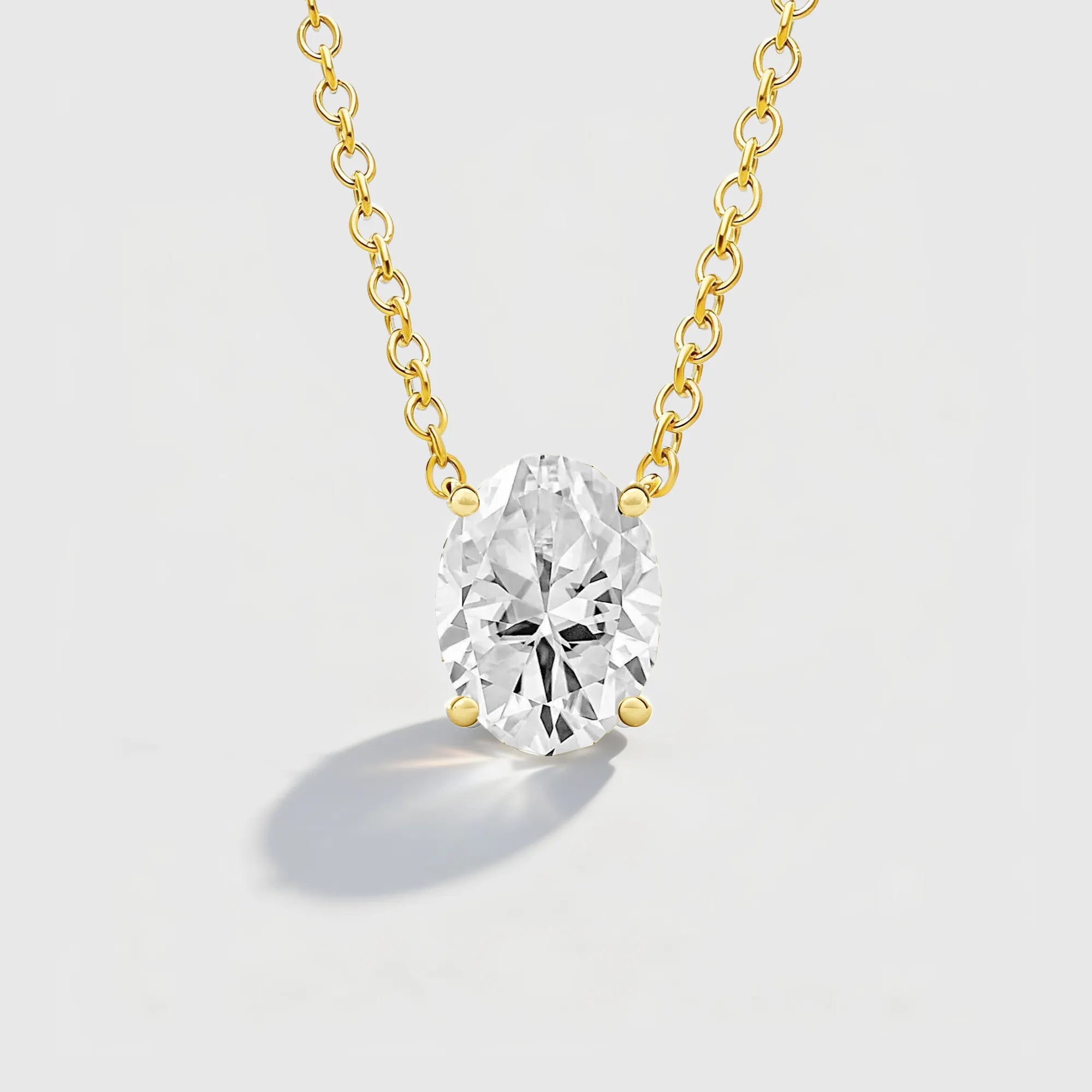 Oval Cut Lab Diamond Classic Solitaire Necklace 1-3cts