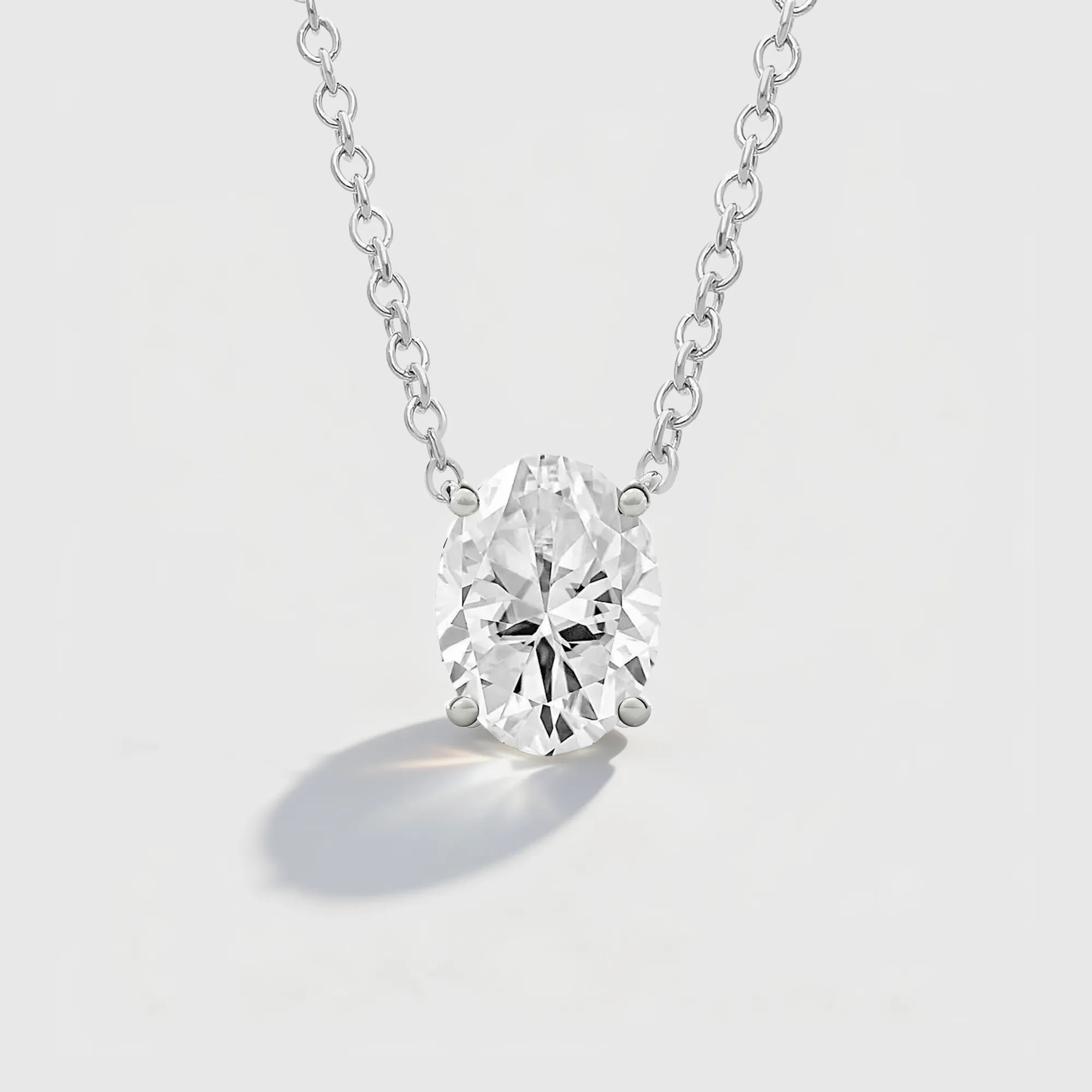 Oval Cut Lab Diamond Classic Solitaire Necklace 1-3cts