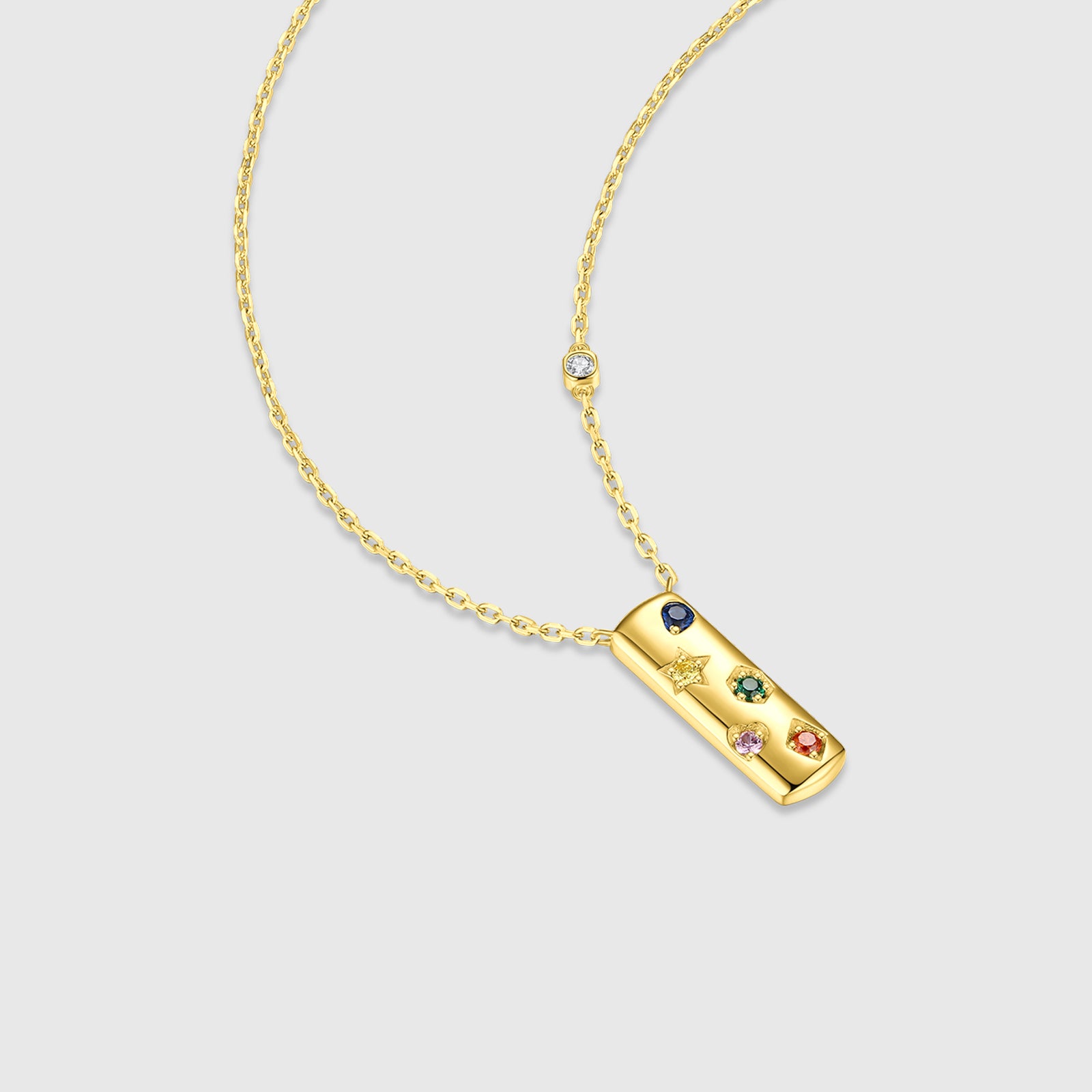 Vertical Bar Multi-Gemstone Pendant Necklace in Sterling Silver
