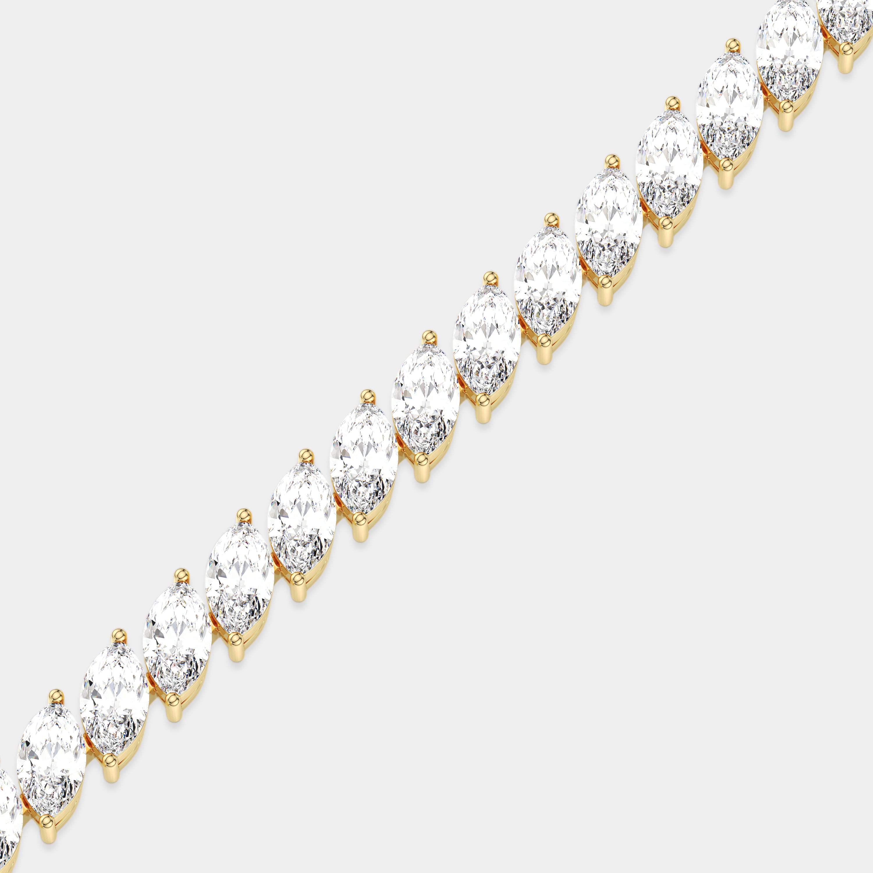 Collier tennis en diamant taille marquise inspiré des feuilles