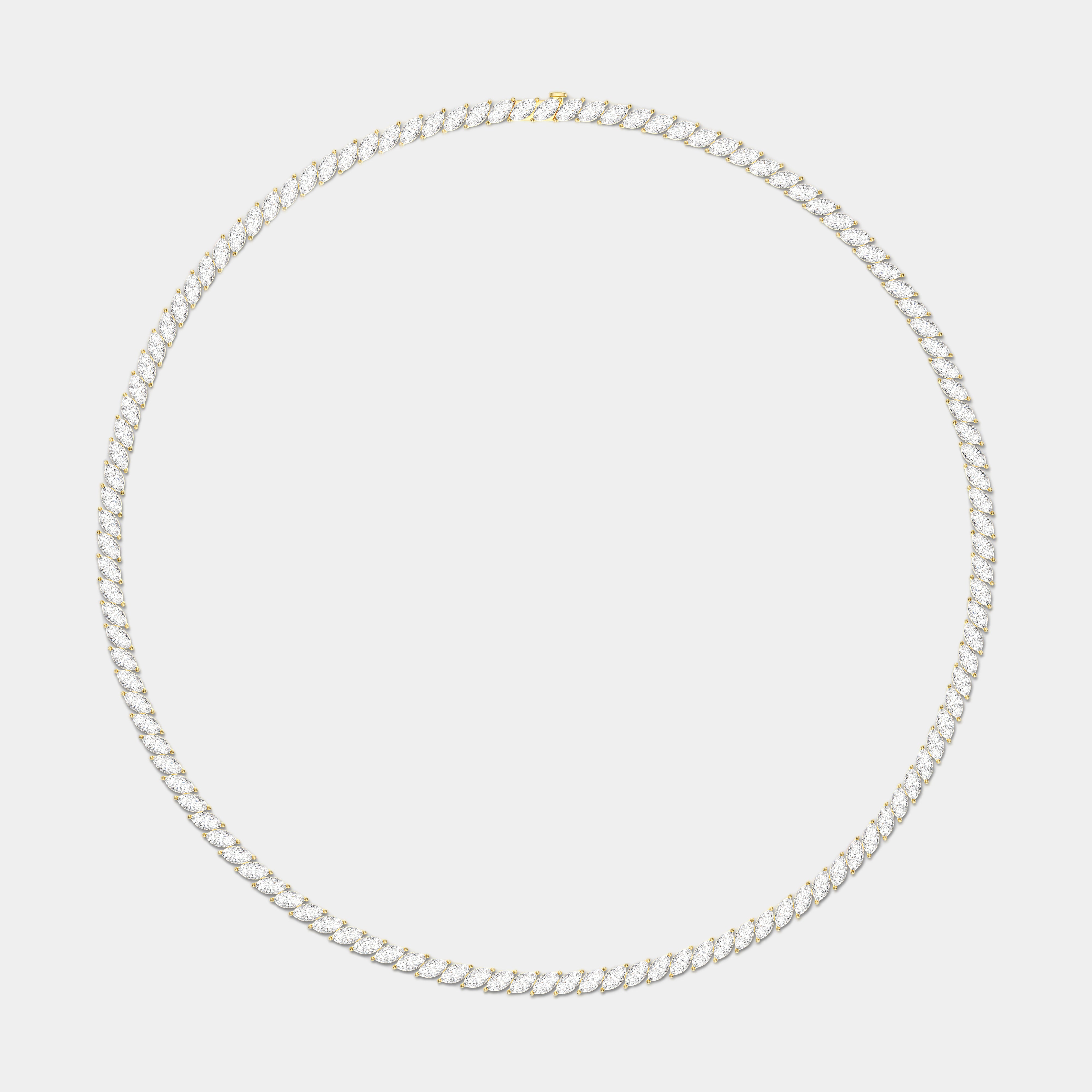 Collier tennis en diamant taille marquise inspiré des feuilles