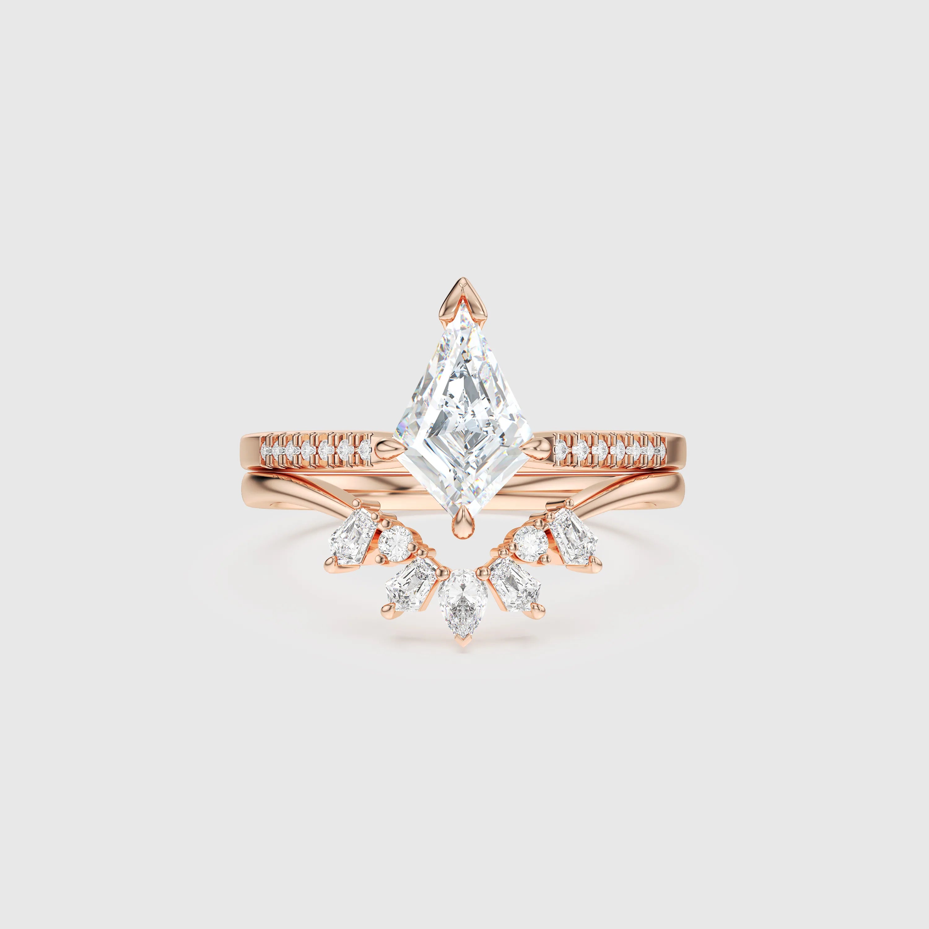 NEXUS Engagement Ring Set with Kite Lab Diamond 2PCs –18/14K Gold