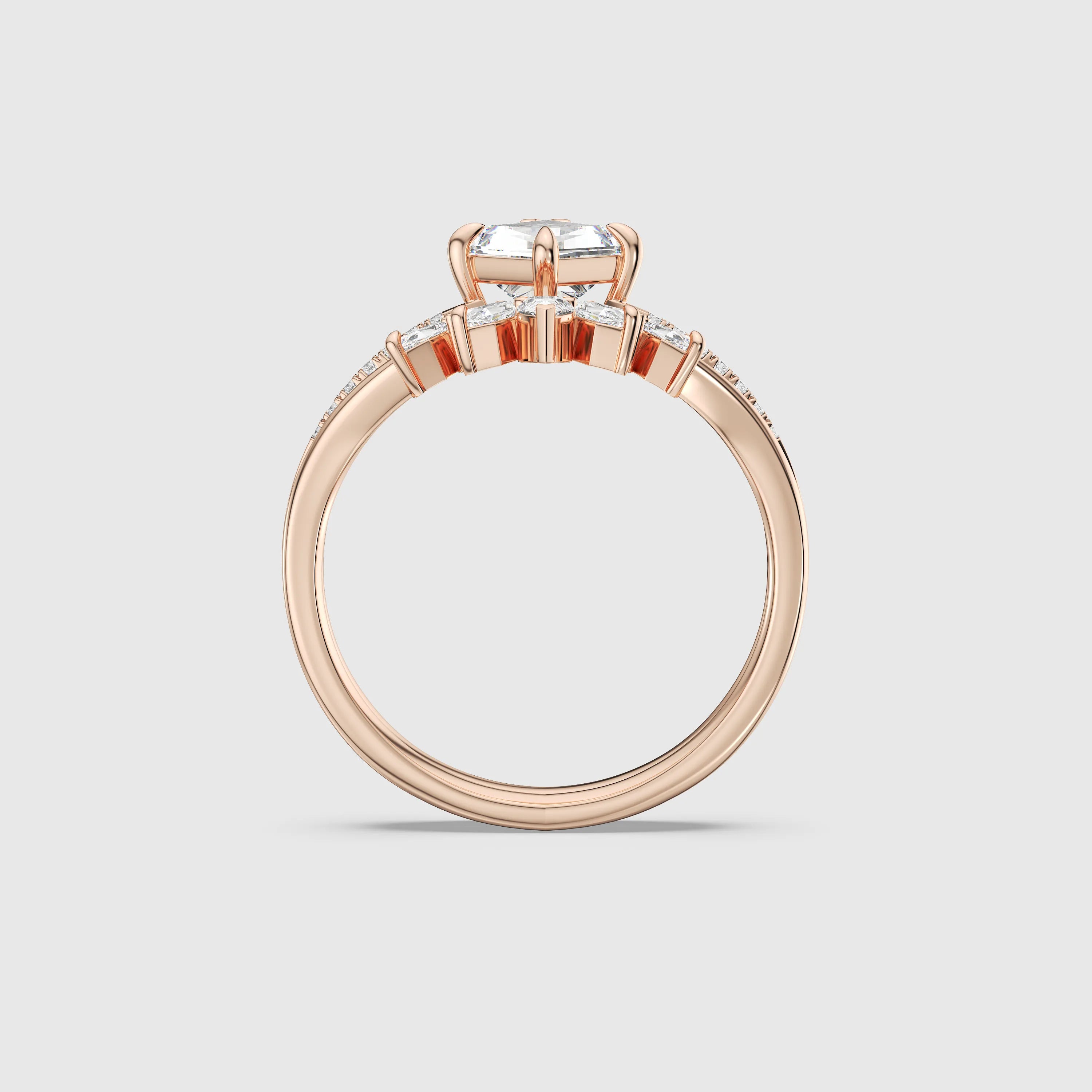 NEXUS Engagement Ring Set with Kite Lab Diamond 2PCs –18/14K Gold